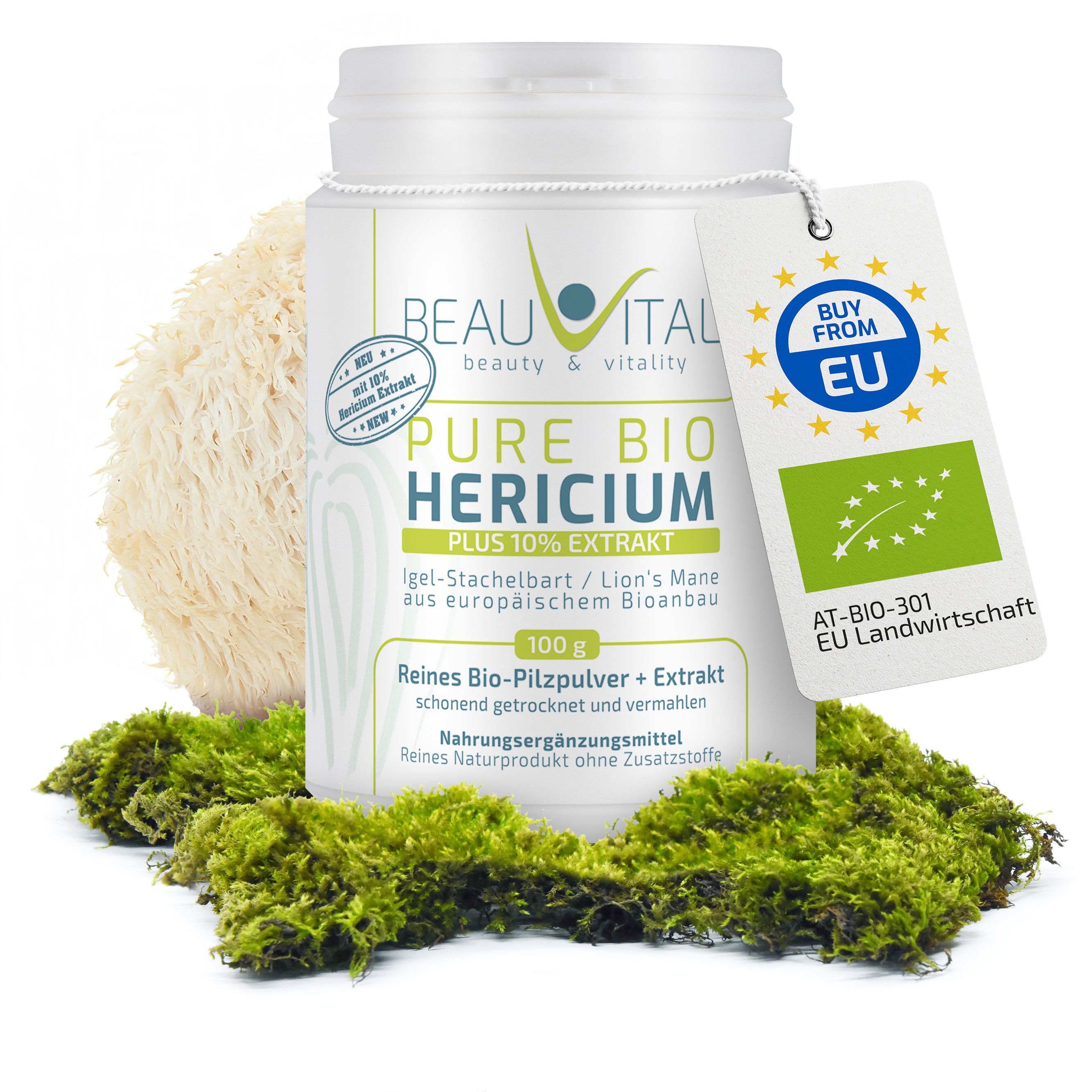 BEAUVITAL® Pure Bio Hericium Pulver mit 10% Lions Mane Extrakt