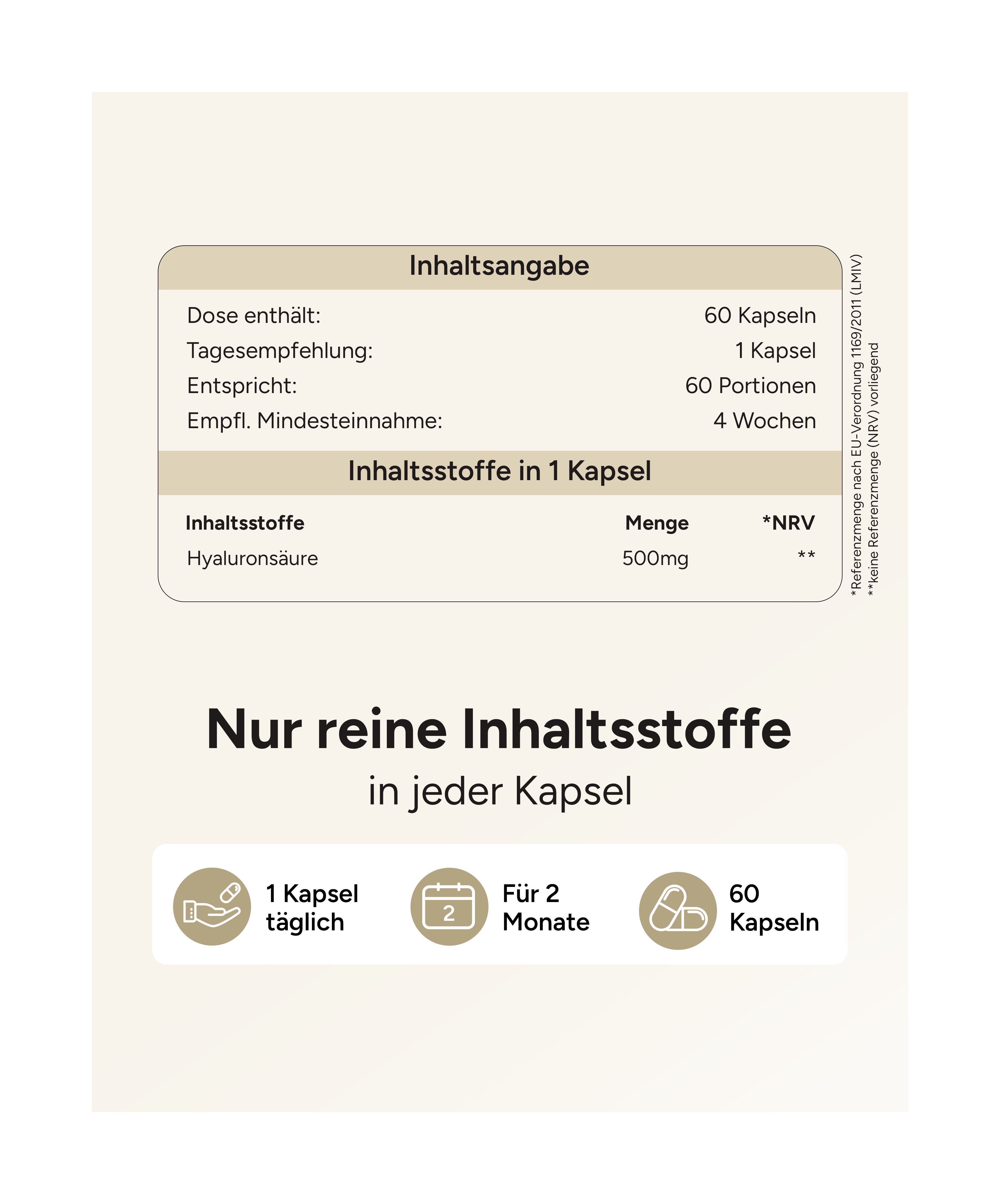 plantomol® Essentials - Hyaluron Kapseln - 500mg reine Hyaluronsäure pro Kapsel - vegan