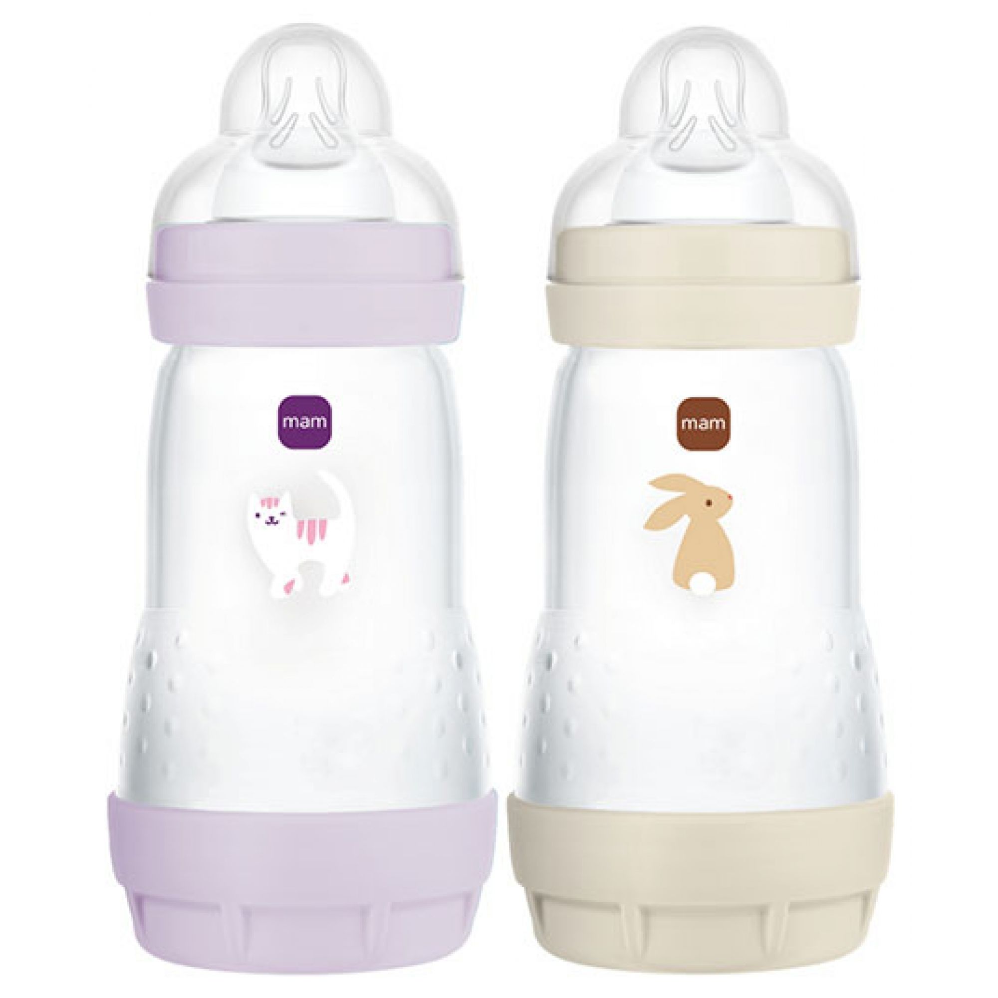 MAM 2 Babyflaschen Easy Start Monate und Mehr Durchfluss (Farbe : Flieder/Sand) 14,5x7,3x18,5 cm