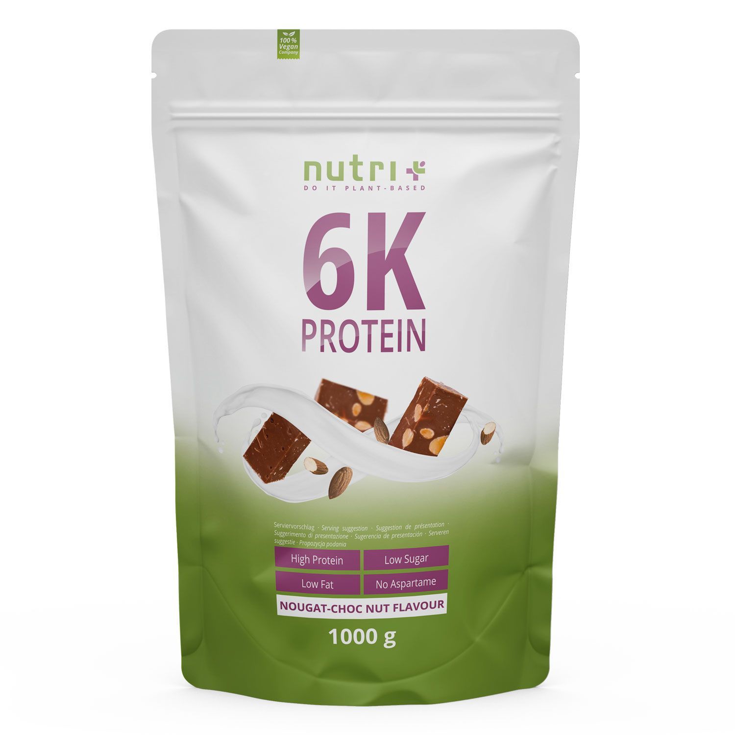 nutri+ 6K Eiweißpulver 1kg - Protein Shake ohne Whey