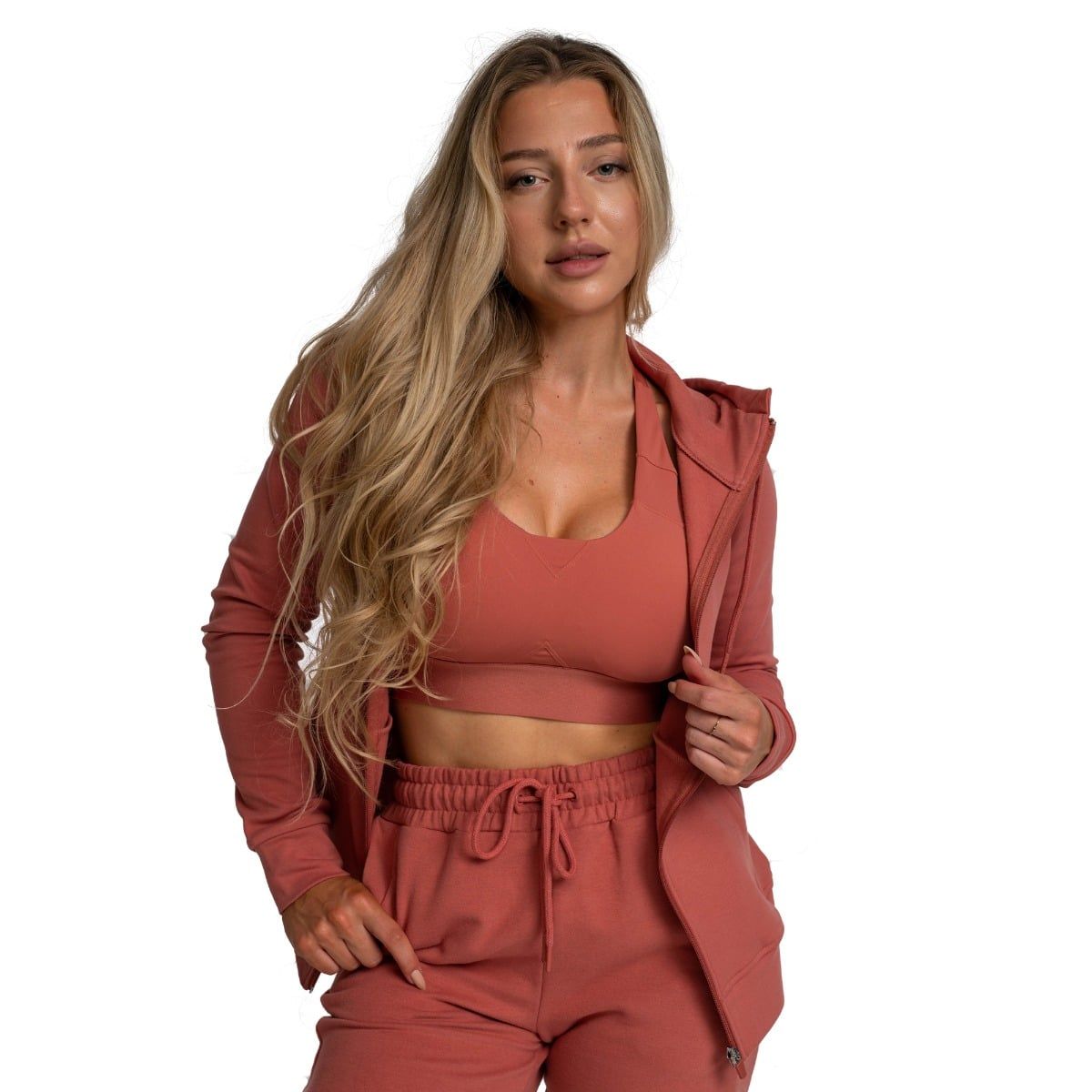 GymBeam Hoodie Damen Regular mit Reißverschluss und Kapuze Limitless Cinnamon