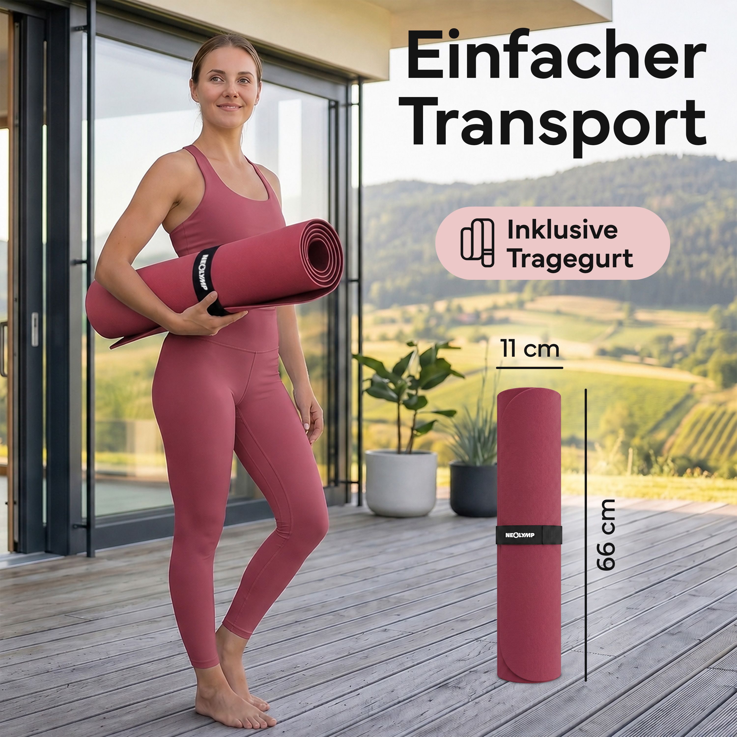 NEOLYMP Pilates-Yogamatte rutschfest