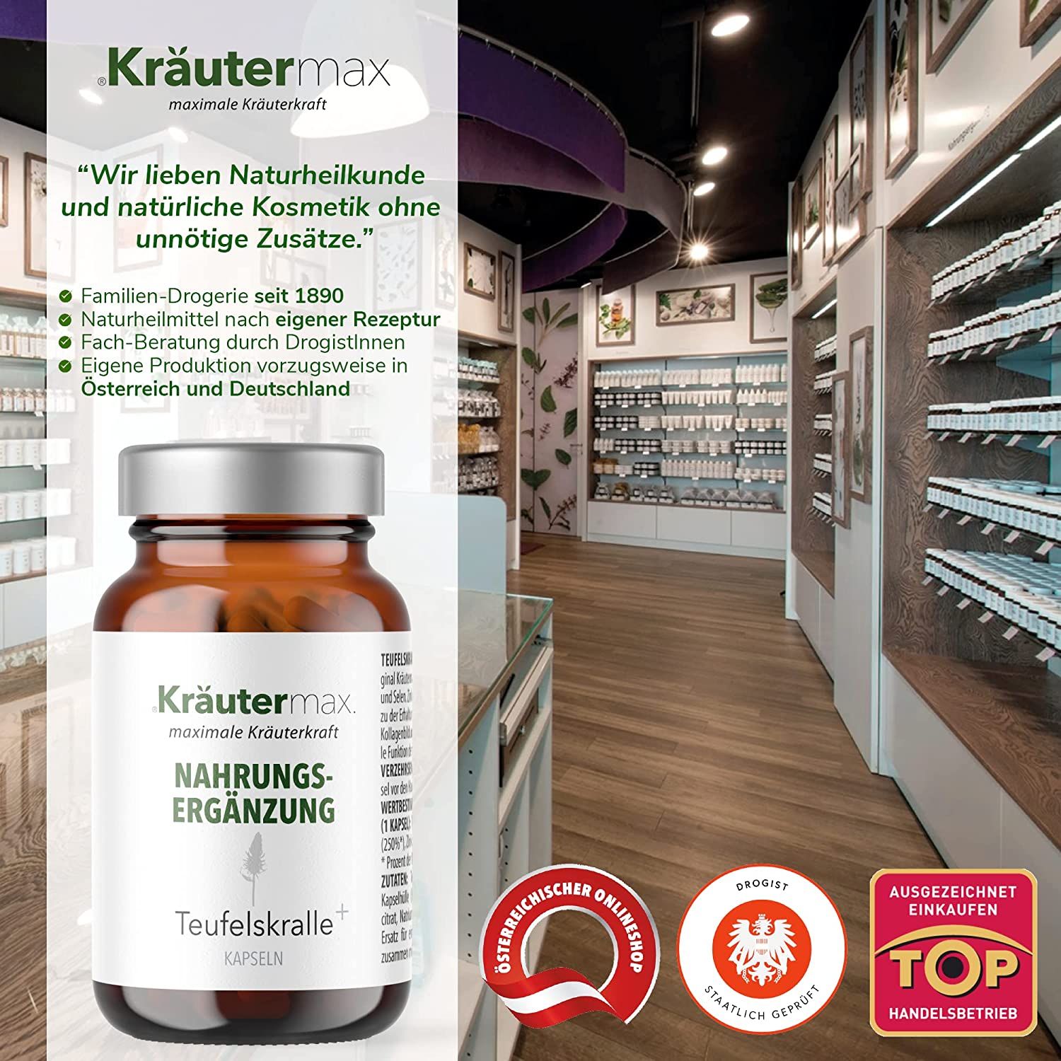 Kräutermax Teufelskralle Extrakt plus Vitamin C, Zink und Selen Kapseln