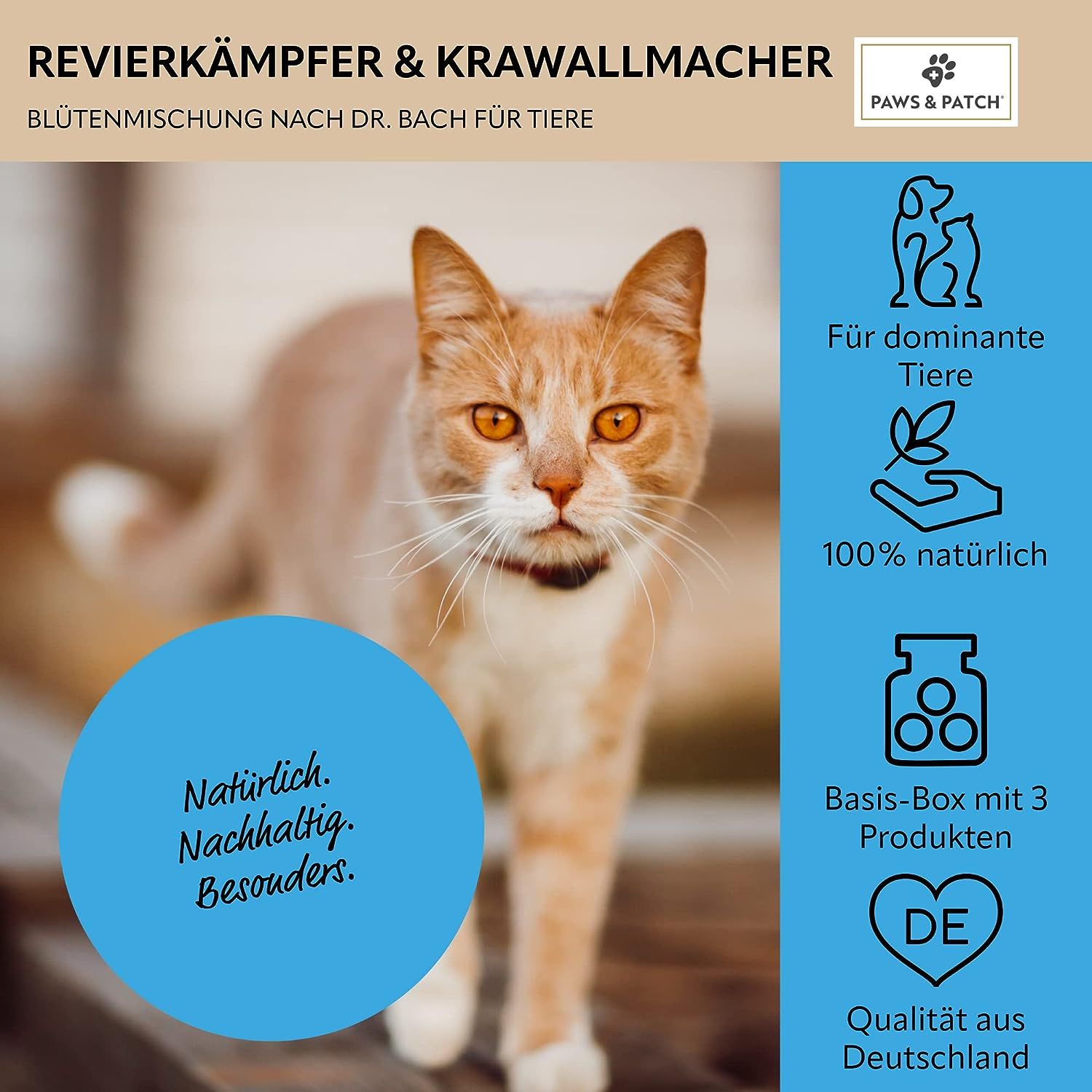 PAWS&PATCH Blütenmischung nach Dr. Bach 3er Basis-Box für REVIERKÄMPFER & KRAWALLMACHER