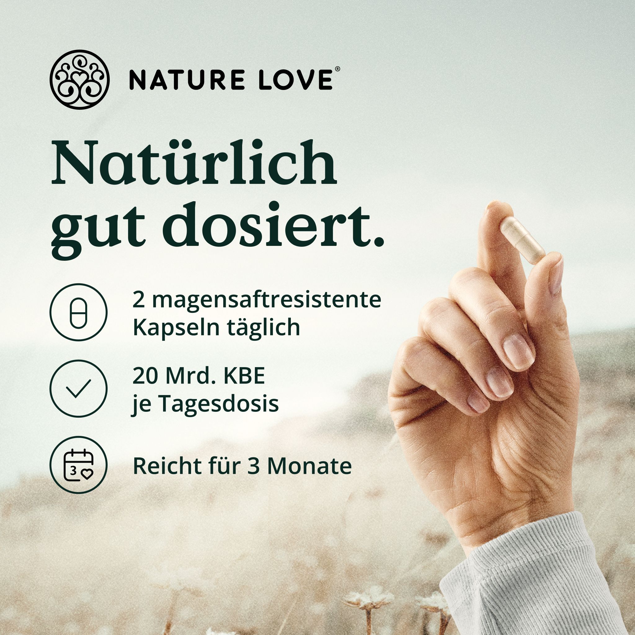 NATURE LOVE® Probiona Komplex – 300 Mrd. KBE/g – Lactobacillus & Bifidobakterien 20 Mrd – KBE/Tag