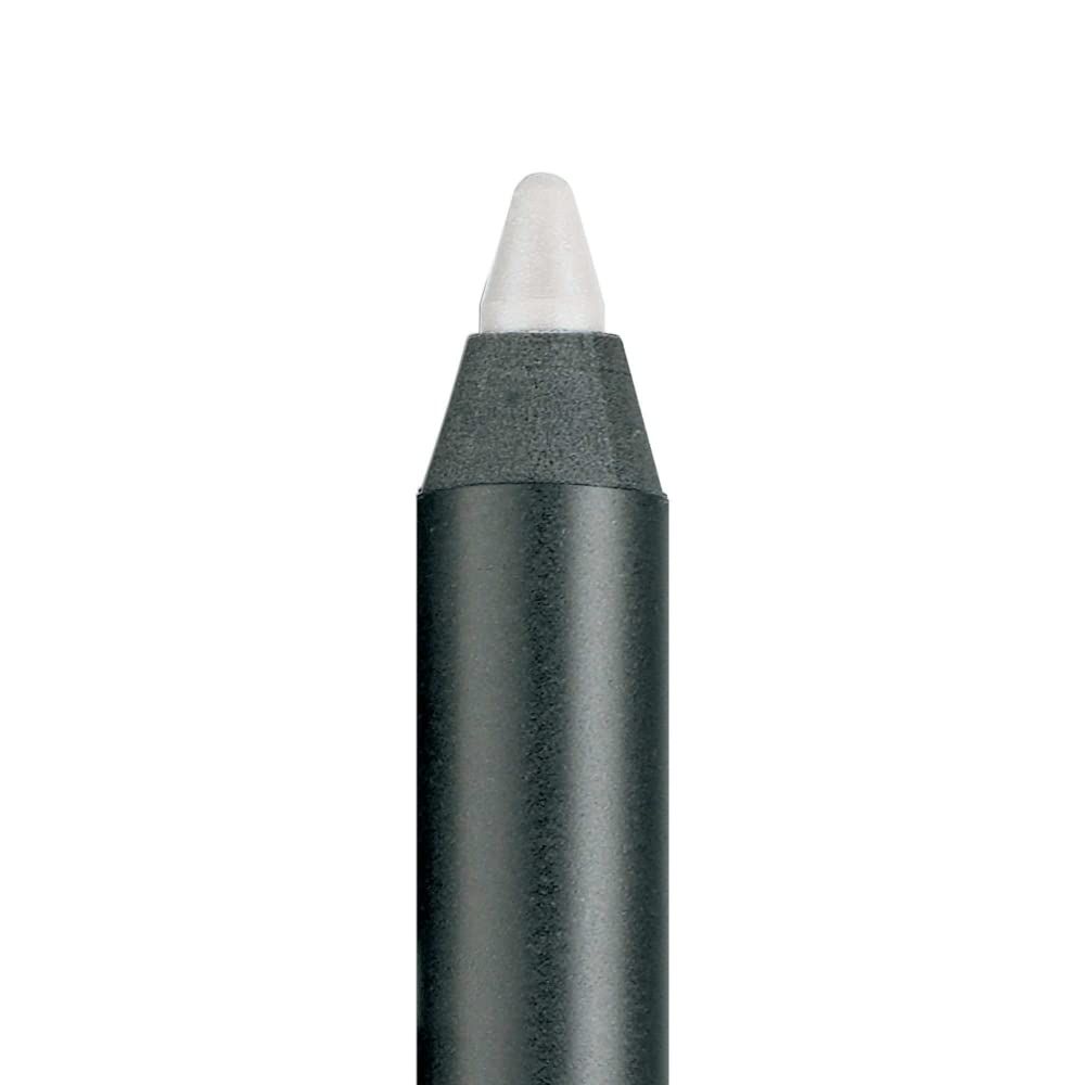 Nahaufnahme des weißen Lipliner-Stifts. Schwarzer Schaft, weiße Spitze.