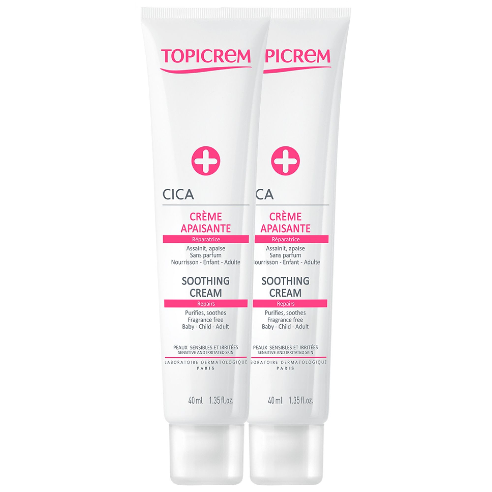 Topicrem Cica Beruhigende Repairing Cream Packung von 2 x 14,4x3,9x6 cm