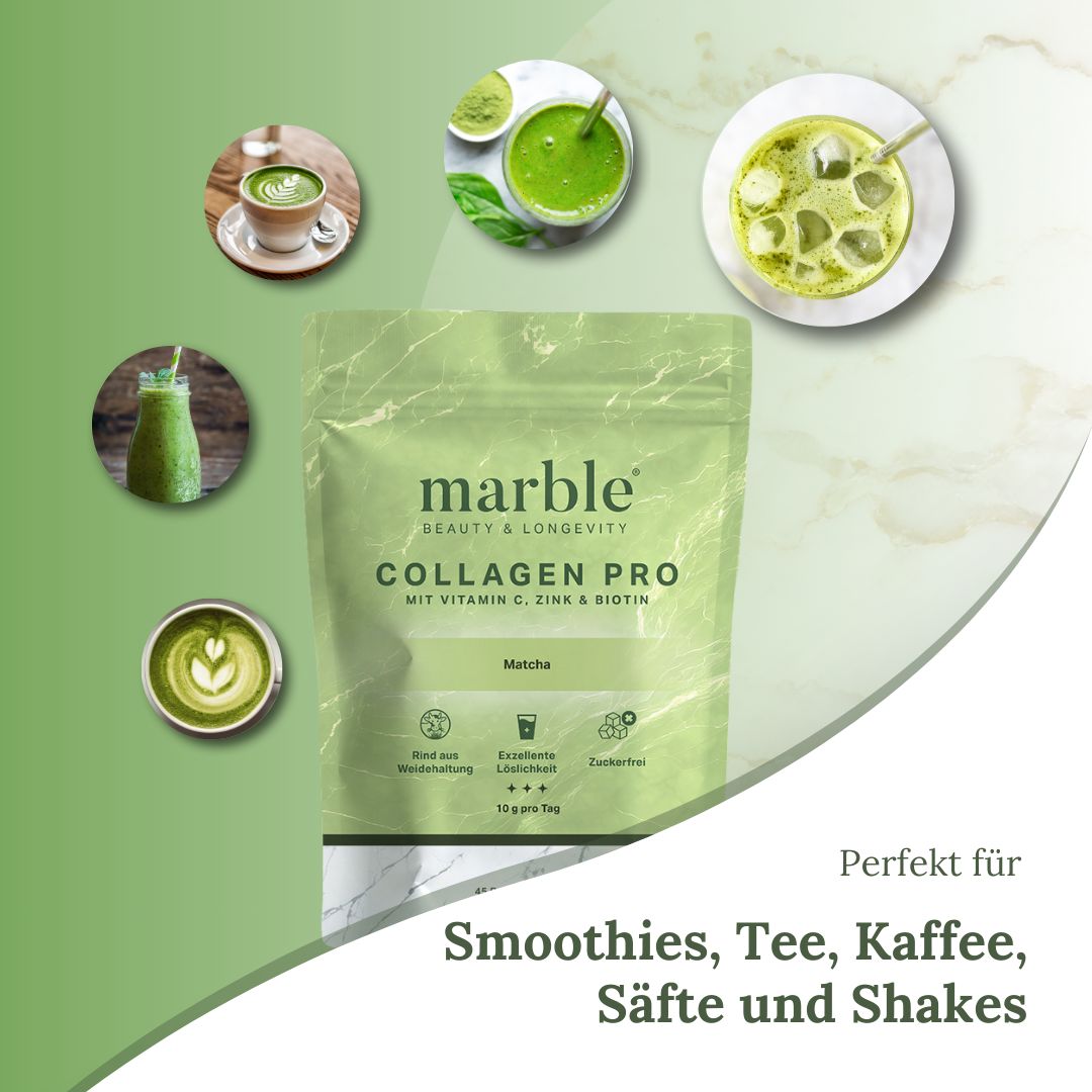 marble© Collagen Pro – Matcha mit Vitamin C, Zink & Biotin | Sparset