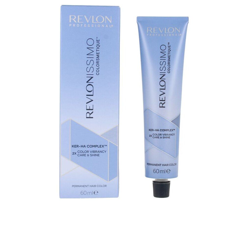 Haarfarbe Revlonissimo Colorsmetique 8.12, Tube und Verpackung. Aufschrift: 60ml. Ker-HA Complex.
