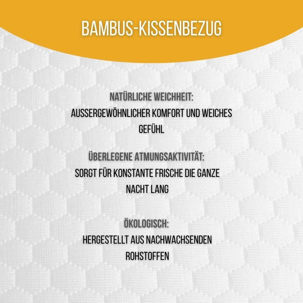 Bambus-Kissenbezug. Natürliche Weichheit. Atmungsaktiv. Ökologisch. Text.