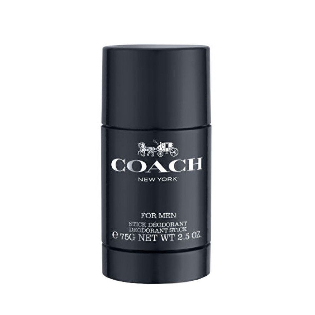 Schwarzer Deodorant-Stick für Herren mit Coach New York Logo und 75g Nettofüllmenge.