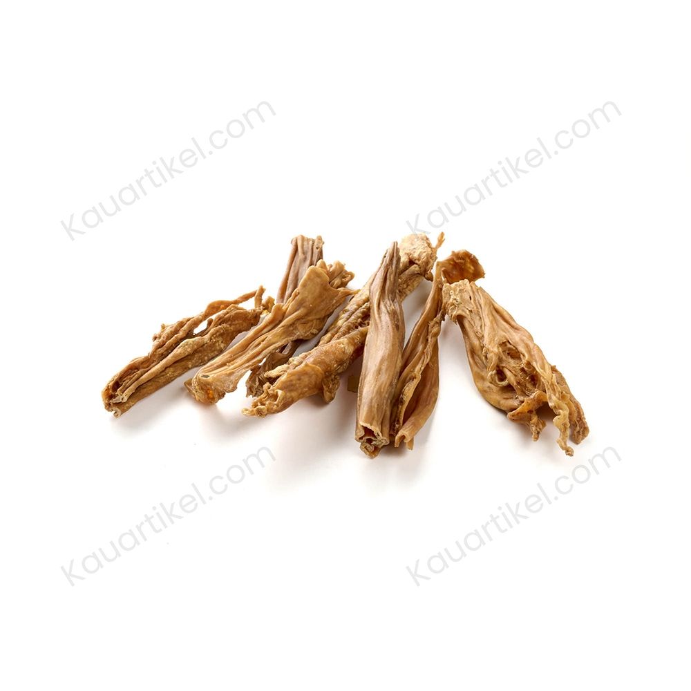 Getrocknete Lamm-Schlund-Abschnitte für Hunde. L 5-20 cm, Gewicht 1-5g.