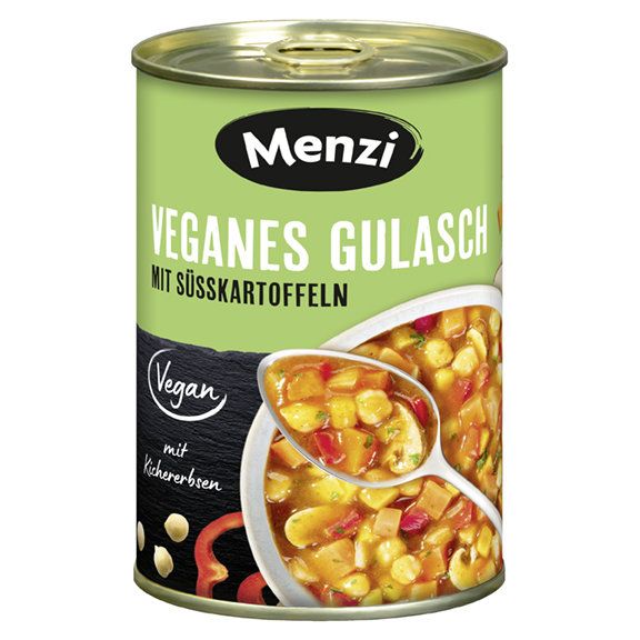 Menzi Veganes Gulasch mit Süßkartoffeln
