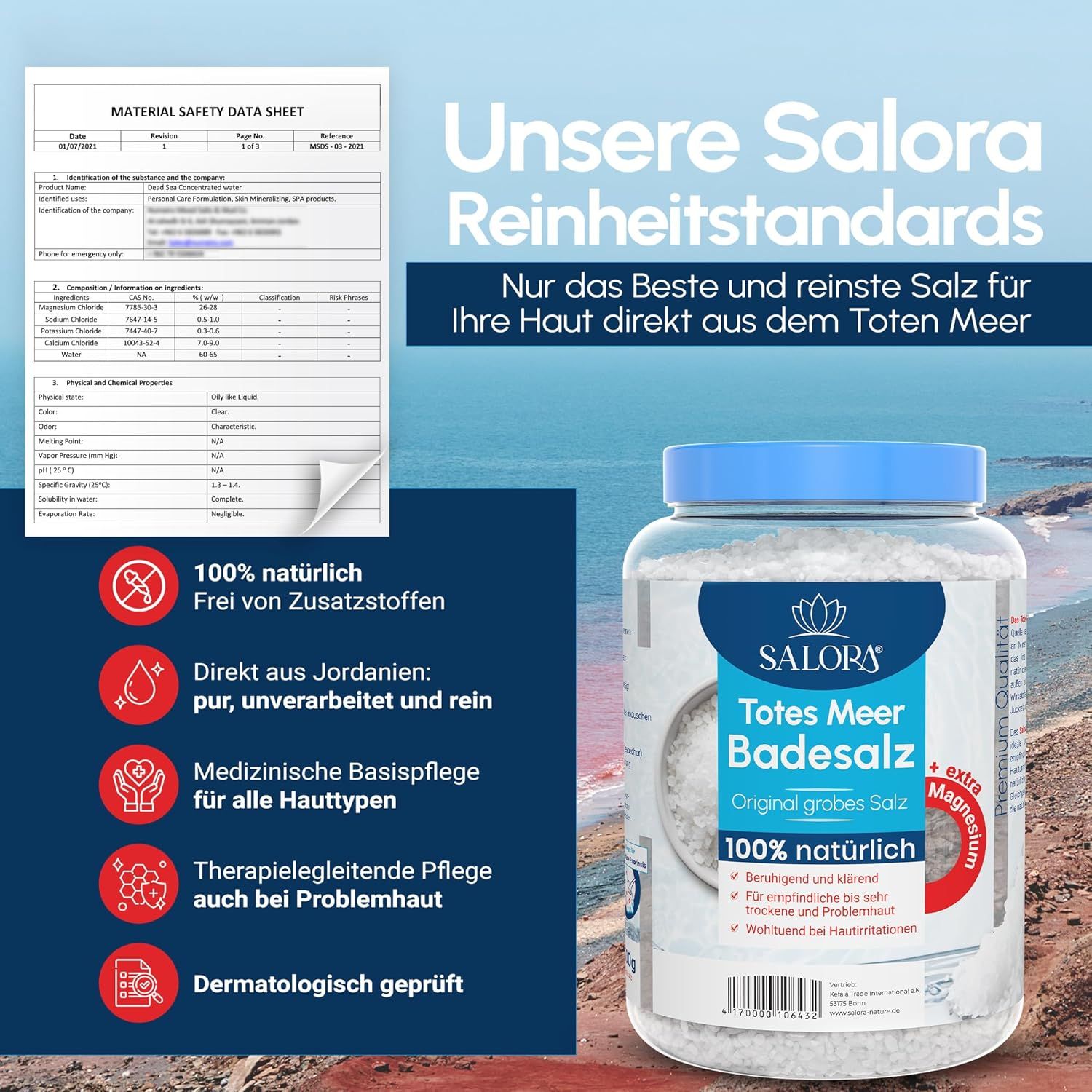 Salora ® Premium reines Totes Meer Badesalz