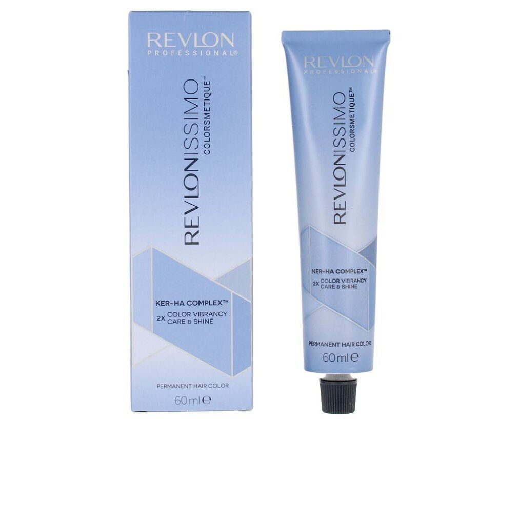 Haarfärbemittel in Tube und Schachtel. Aufschrift: Revlonissimo Colorsmetique. Farbton 8,01. 60 ml.