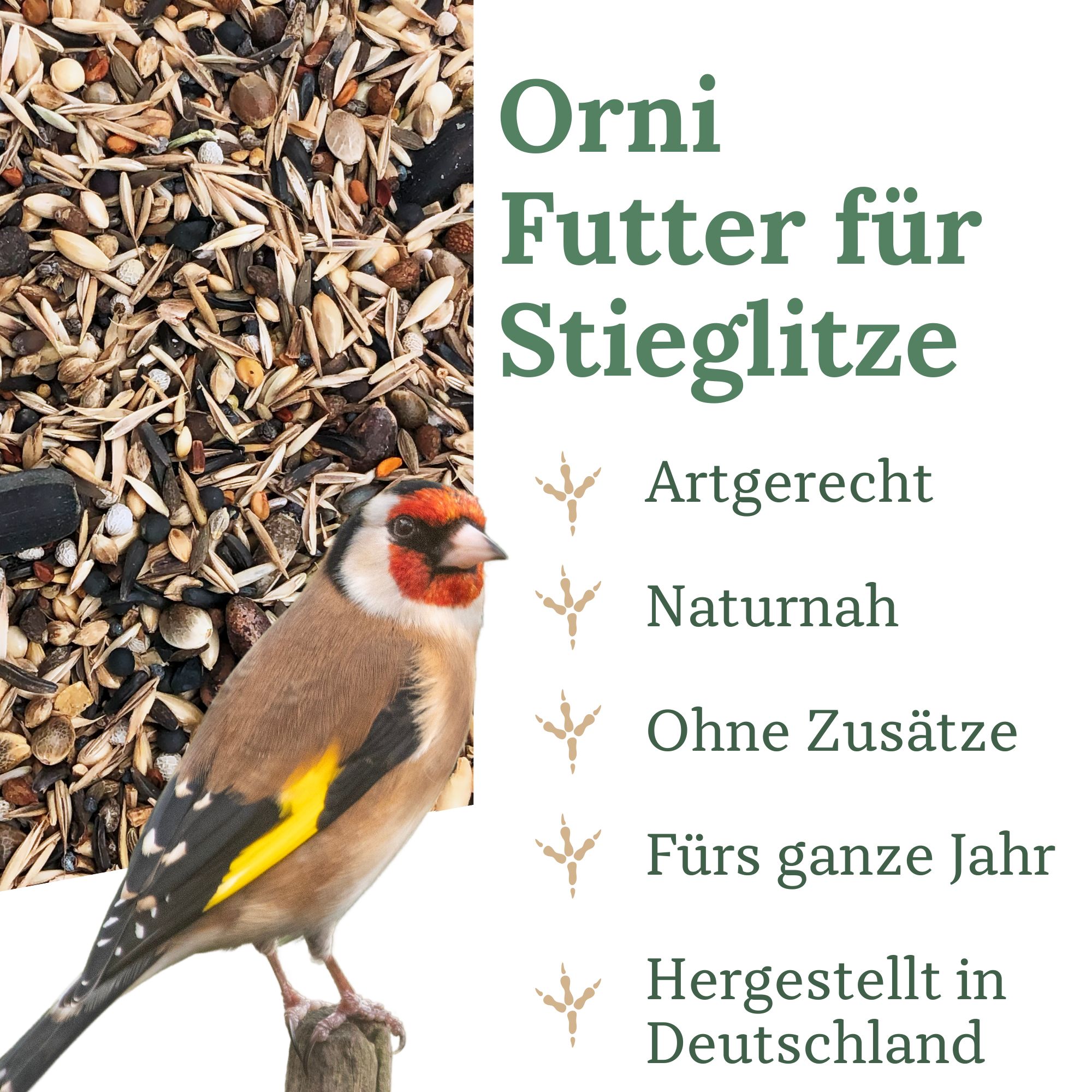 Orni Stieglitz Super I schmackhaftes Wildvogelfutter für Stieglitze I wertvolle Saatenmischung
