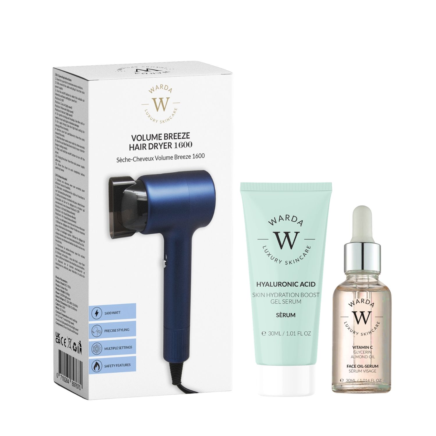 Hautpflege-Serum & Haarstyling-Set