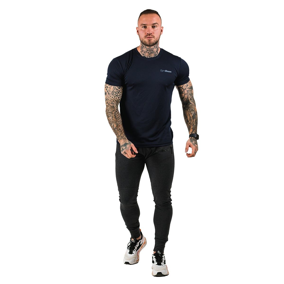 GymBeam T-Shirt Herren regular Kurzarm aus Polyester Navy TRN