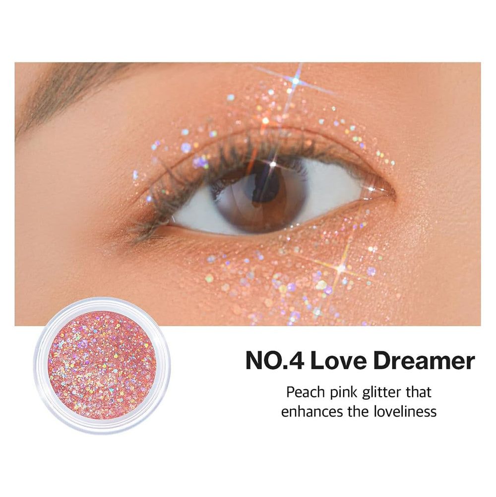 Pfirsichfarbener Glitzer für das Augen-Make-up, Nr. 4 Love Dreamer.