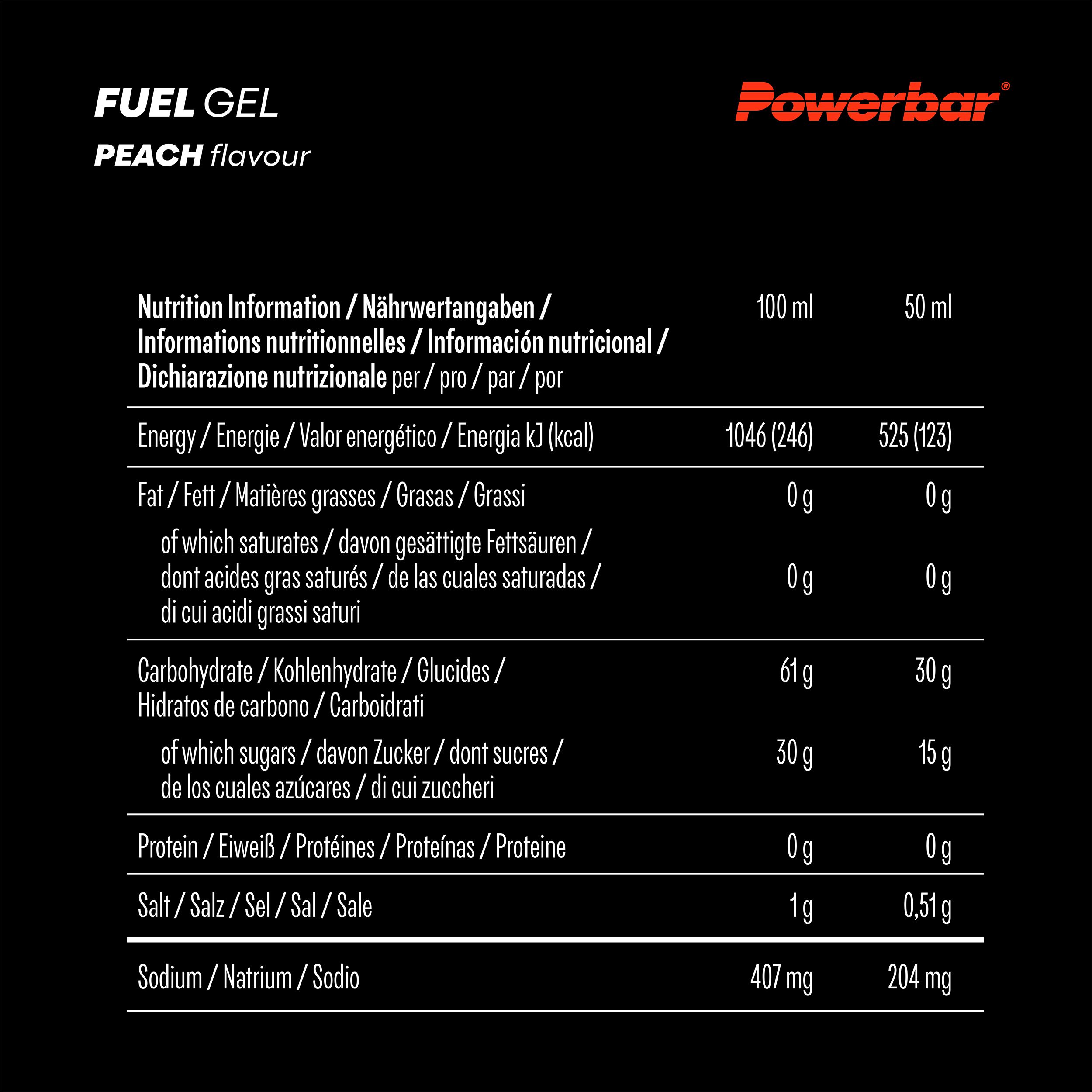 POWERBAR Kohlenhydratgel Fuel 30 Gel Black Line Peach Kohlenhydrate