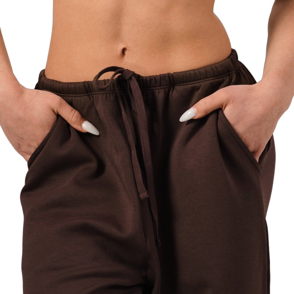 GymBeam Jogger Damen oversized mit Kordelzug und Taschen Mocha