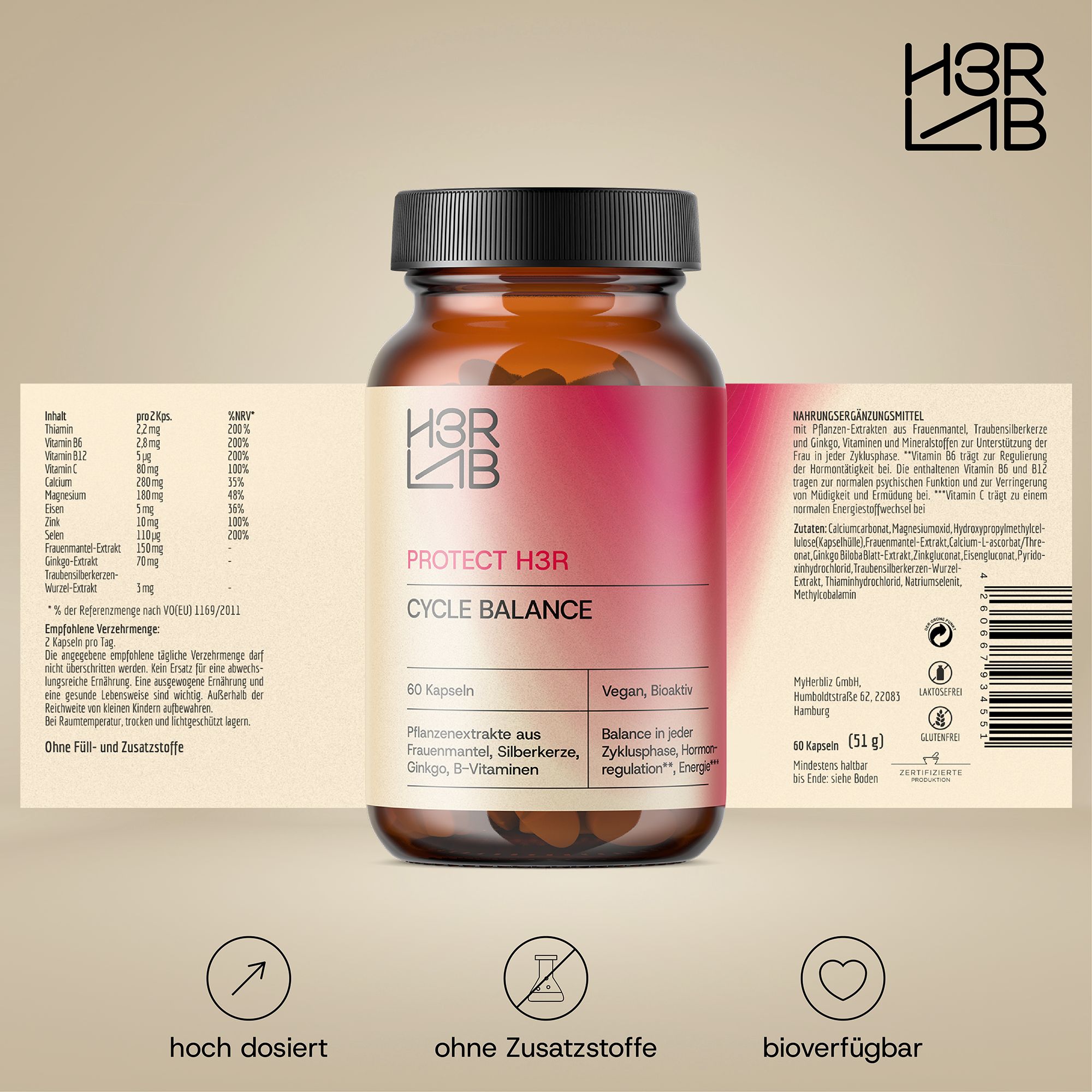 H3R LAB Cycle Balance Komplex – Für hormonelle Balance & mentale Stärke