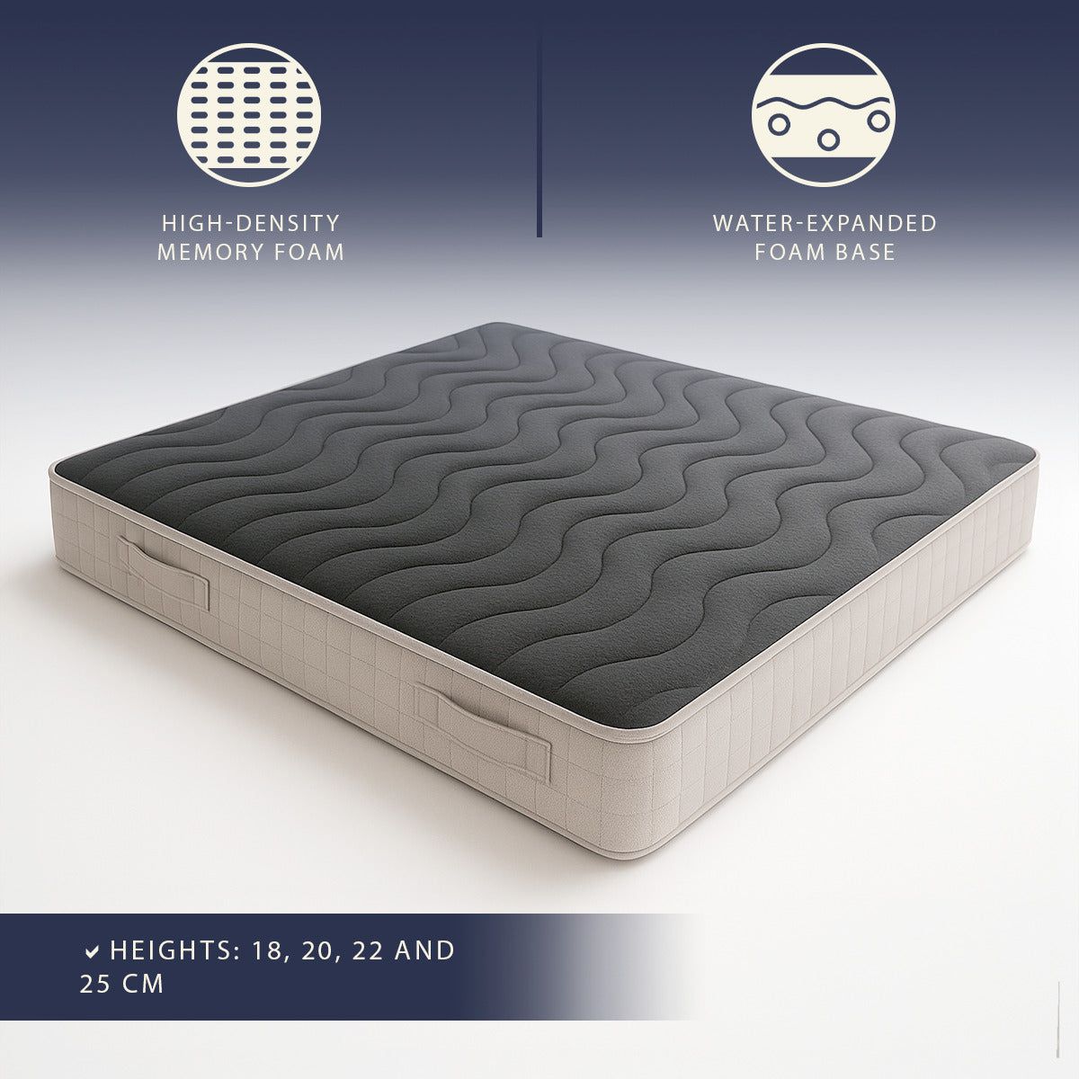 The White Stone Matratze 90x200 cm aus Memory Foam | Höhe 22 cm