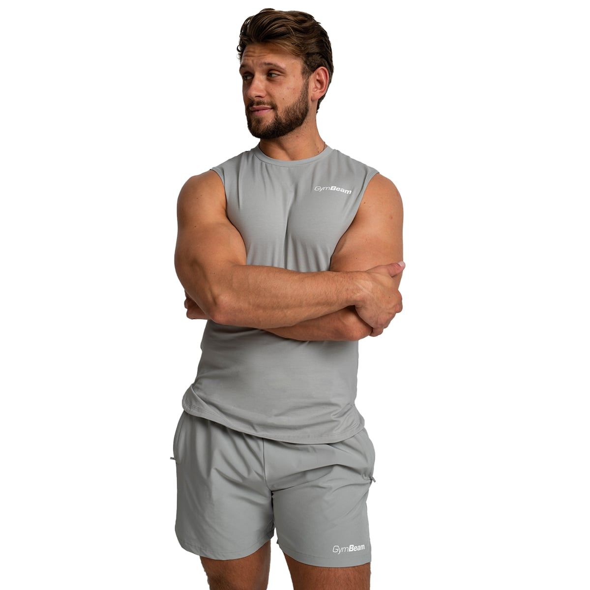 GymBeam Tanktop Herren Regular TRN Grau aus Baumwoll-Elastan-Material