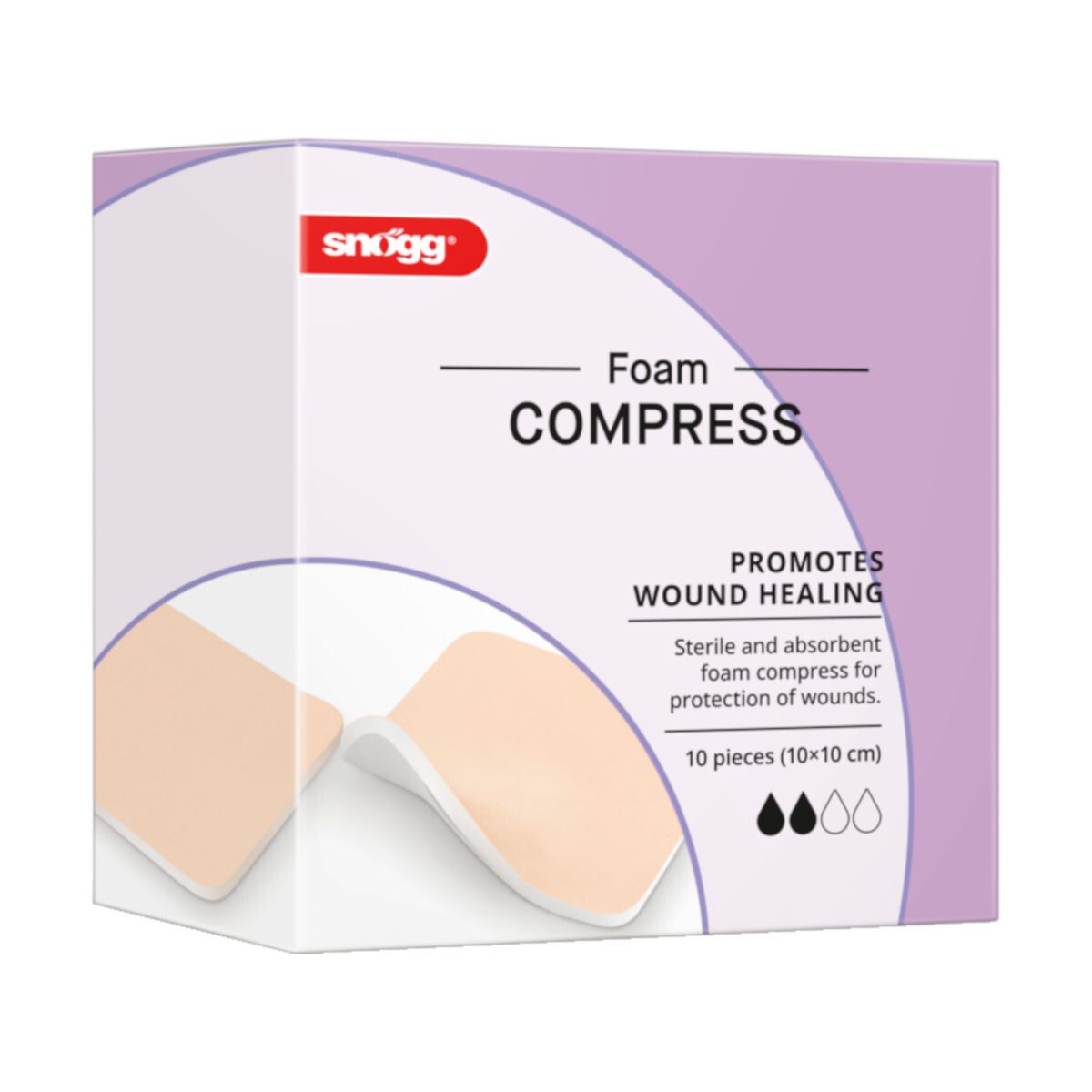 Snögg Foam Compress, 10x10 cm. Sterile, absorbierende Schaumkompressen zur Wundversorgung.