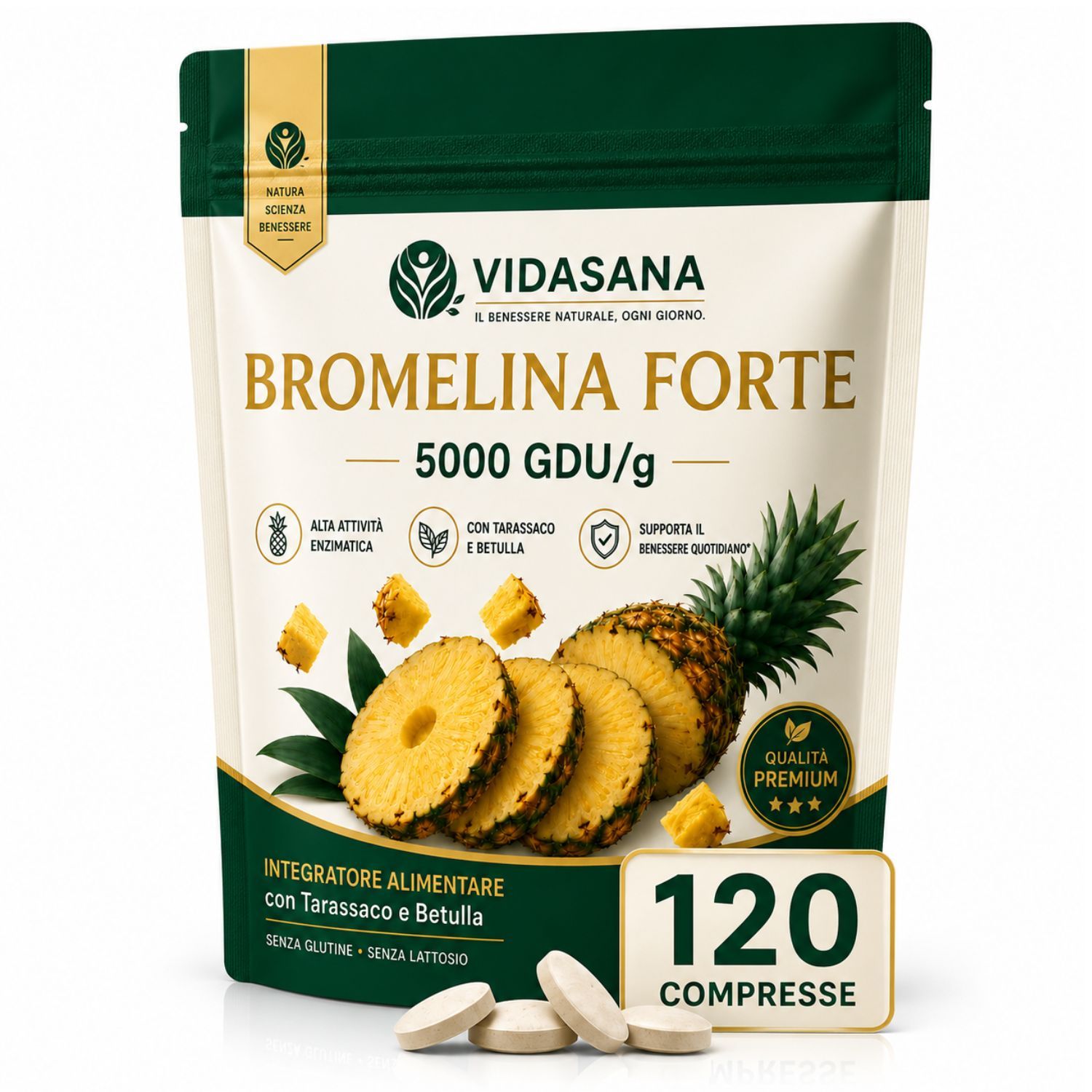Vidasana Bromelina Forte Drenante,Tarassaco alta titolazione Effetto Diuretico e tonificante