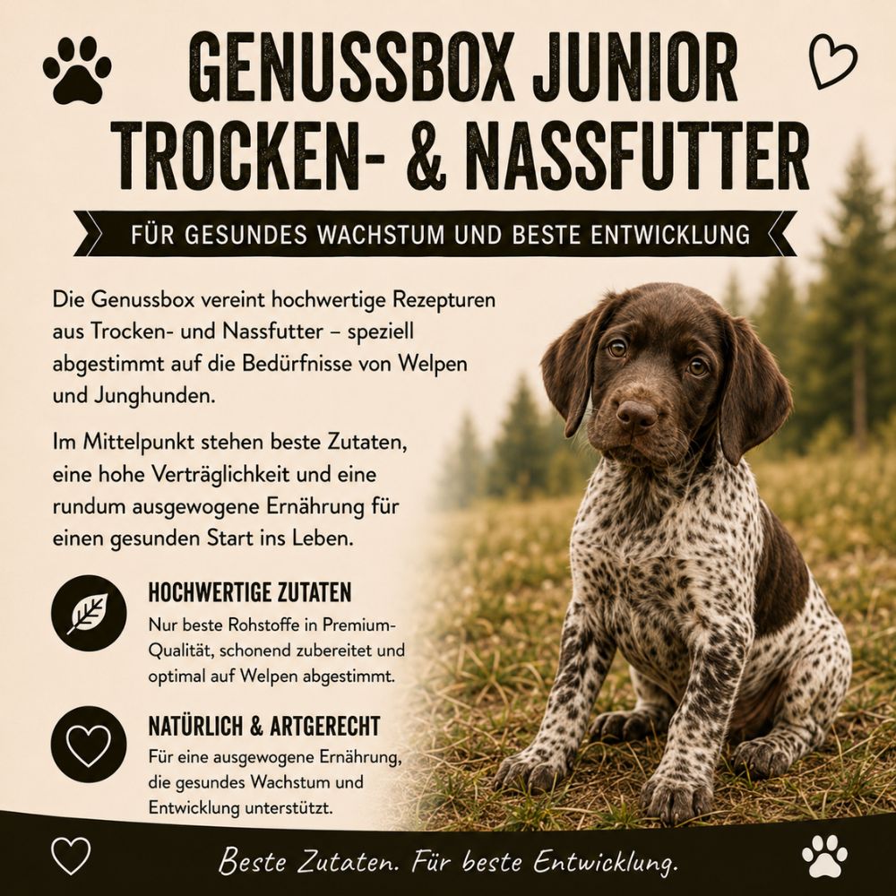 Informationen zur Wildfang Genussbox Junior für Welpen und Junghunde.