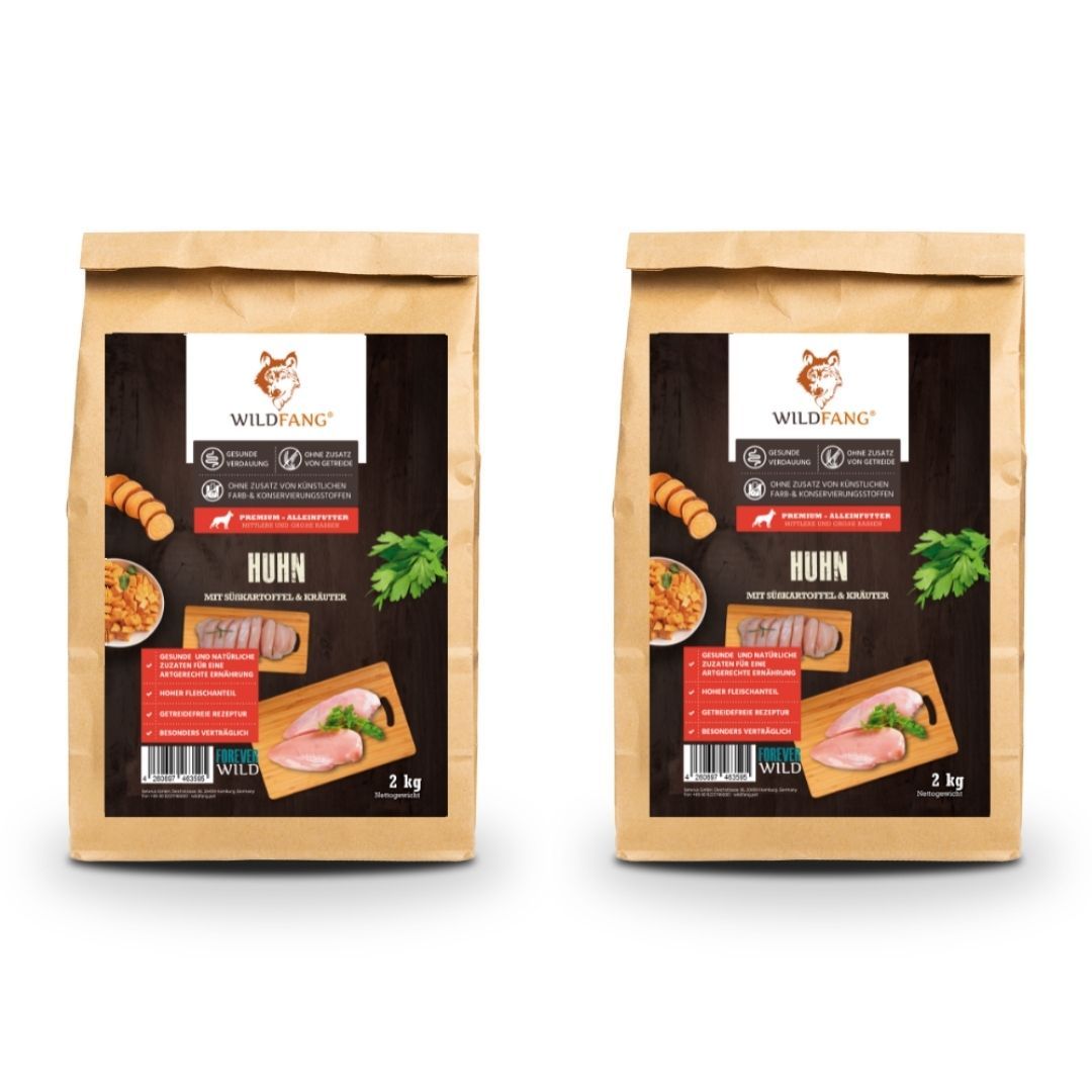 Adult Trockenfutter Sparpack 2 x 2 kg mit Huhn & Kräuter  - getreidefrei