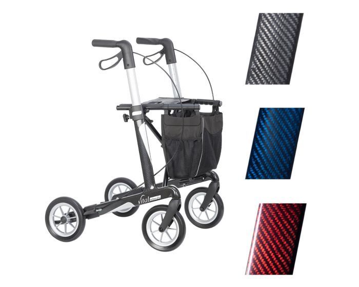Russka Rollator Vital carbon 54 rubinrot