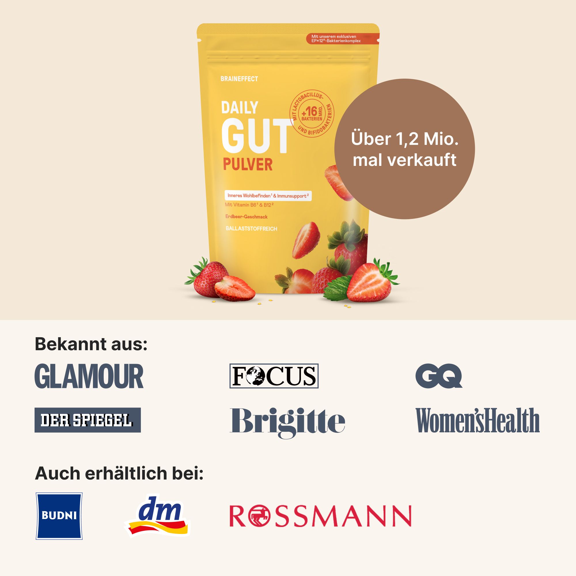BRAINEFFECT Daily Gut Pulver Erdbeere