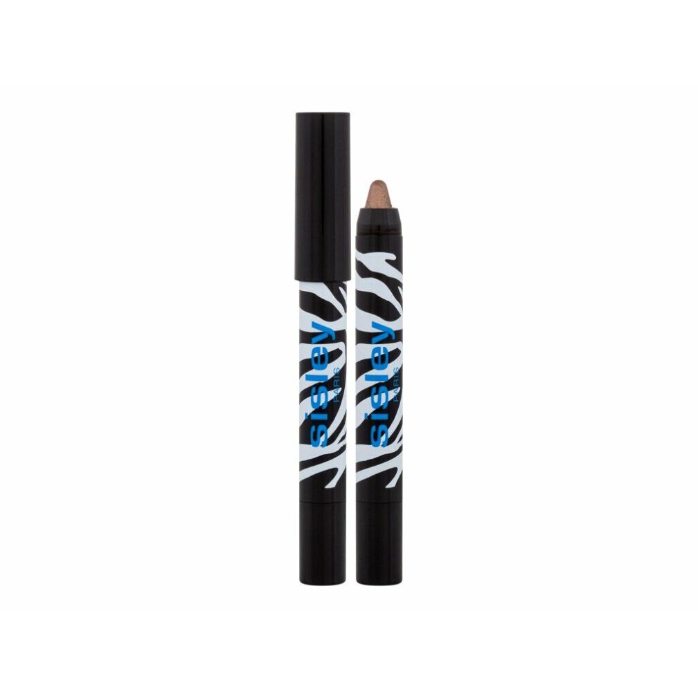 Zwei Sisley Phyto-Eye Twist Stifte. Schwarze Kappen, Zebra-Muster, blaue Schrift. Ein Stift geöffnet, Spitze sichtbar.