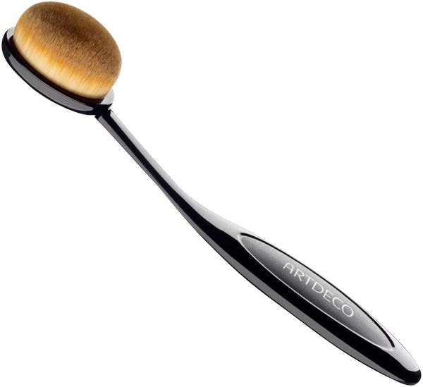 Schwarzer Make-up Pinsel mit ovalem Pinselkopf. Auf dem Griff steht ARTDECO.