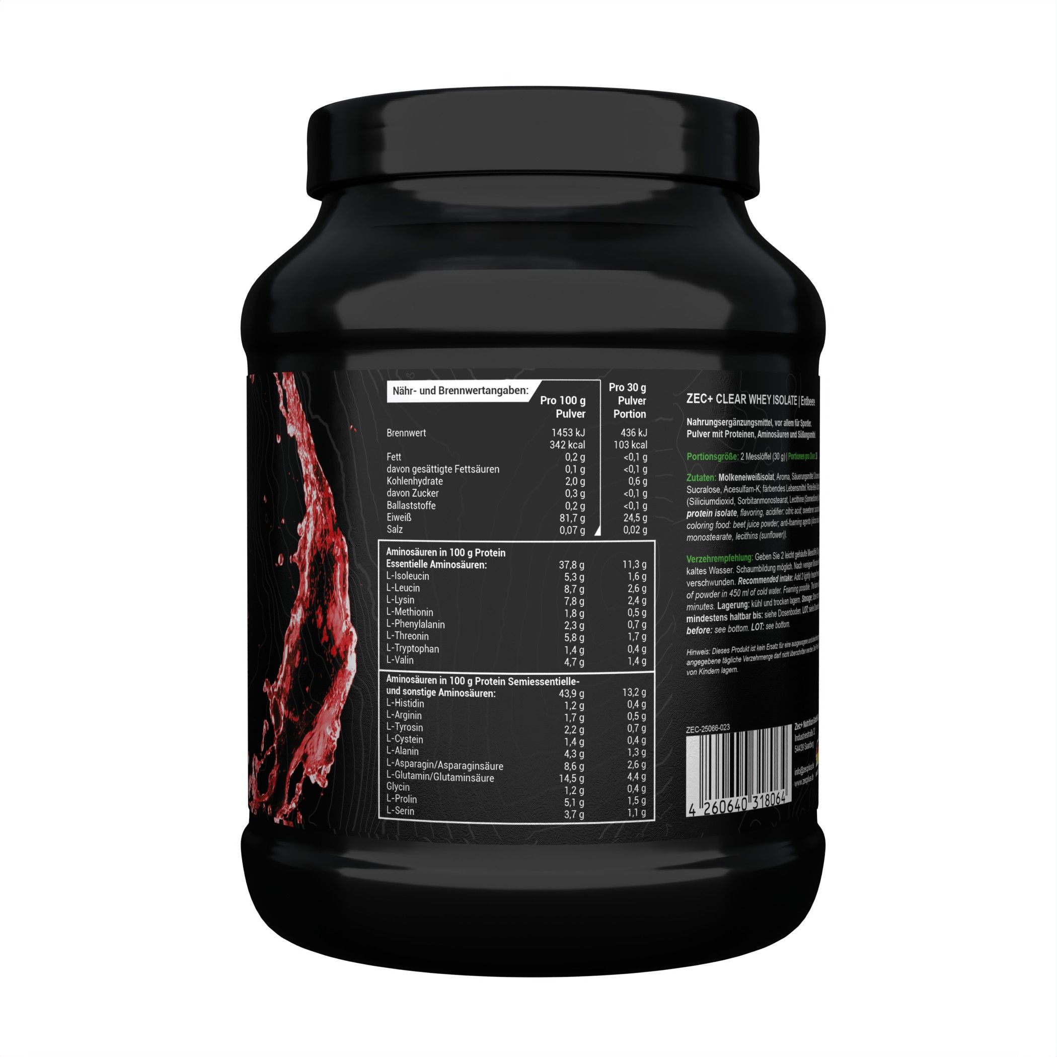 Zec+ Clear Whey Isolate Erdbeerlimonade 900 g Pulver