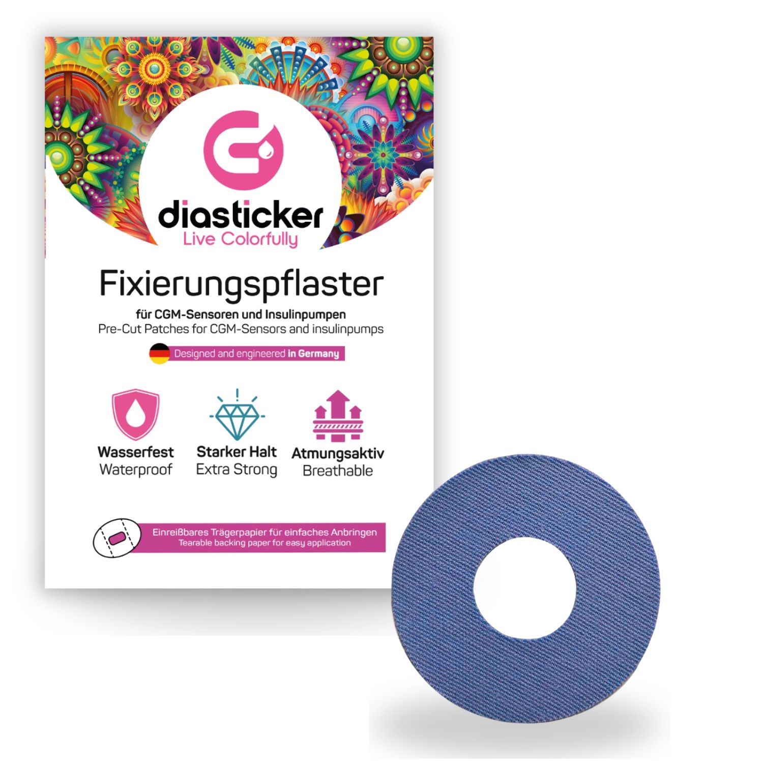 Diasticker® Katheterpflaster S (Innen-Ø 2,2 cm) 'Dunkelblau' 10 St