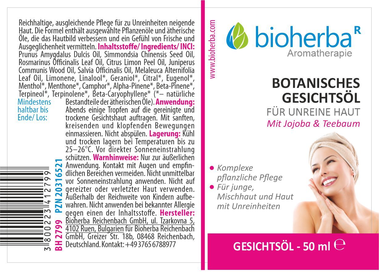 Bioherba Botanisches Gesichtsöl Mit Jojoba & Teebaum