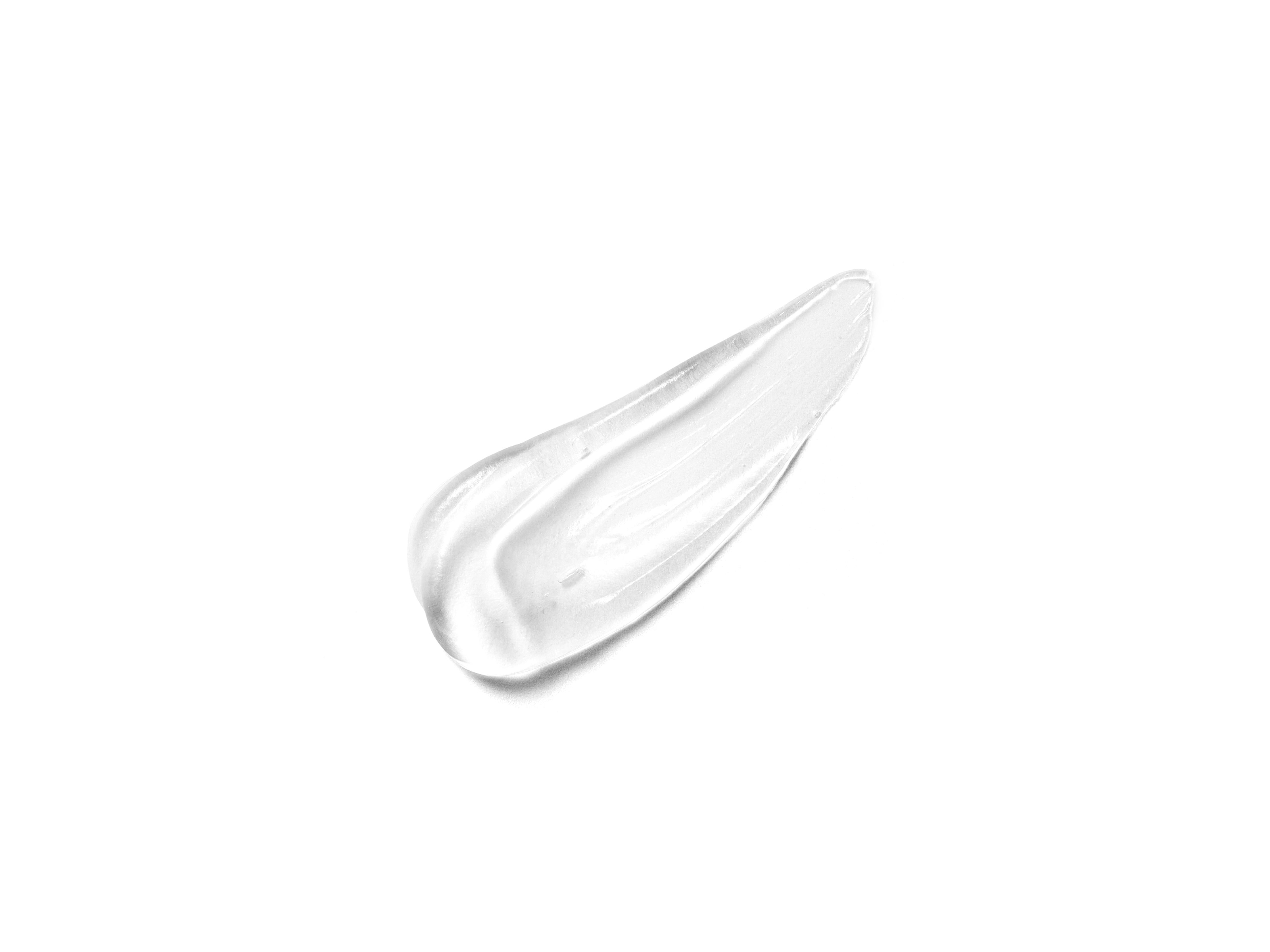 Klecks durchsichtiges Gel auf weißem Hintergrund. Keine Beschriftung sichtbar.