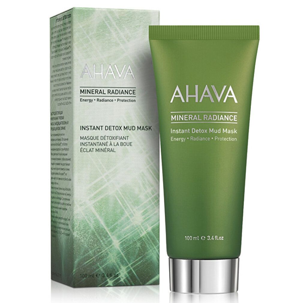 Ahava Mineral Radiance Instant Detox Mud Mask Tube und Kartonverpackung.