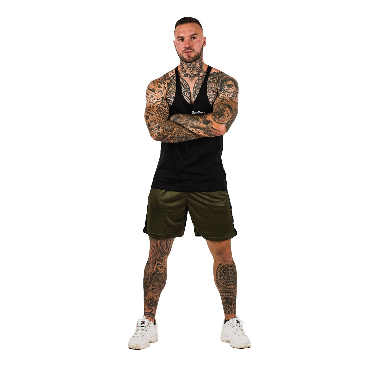 GymBeam Tanktop Herren Stringer Regular Fit aus Baumwolle und Polyester in Schwarz