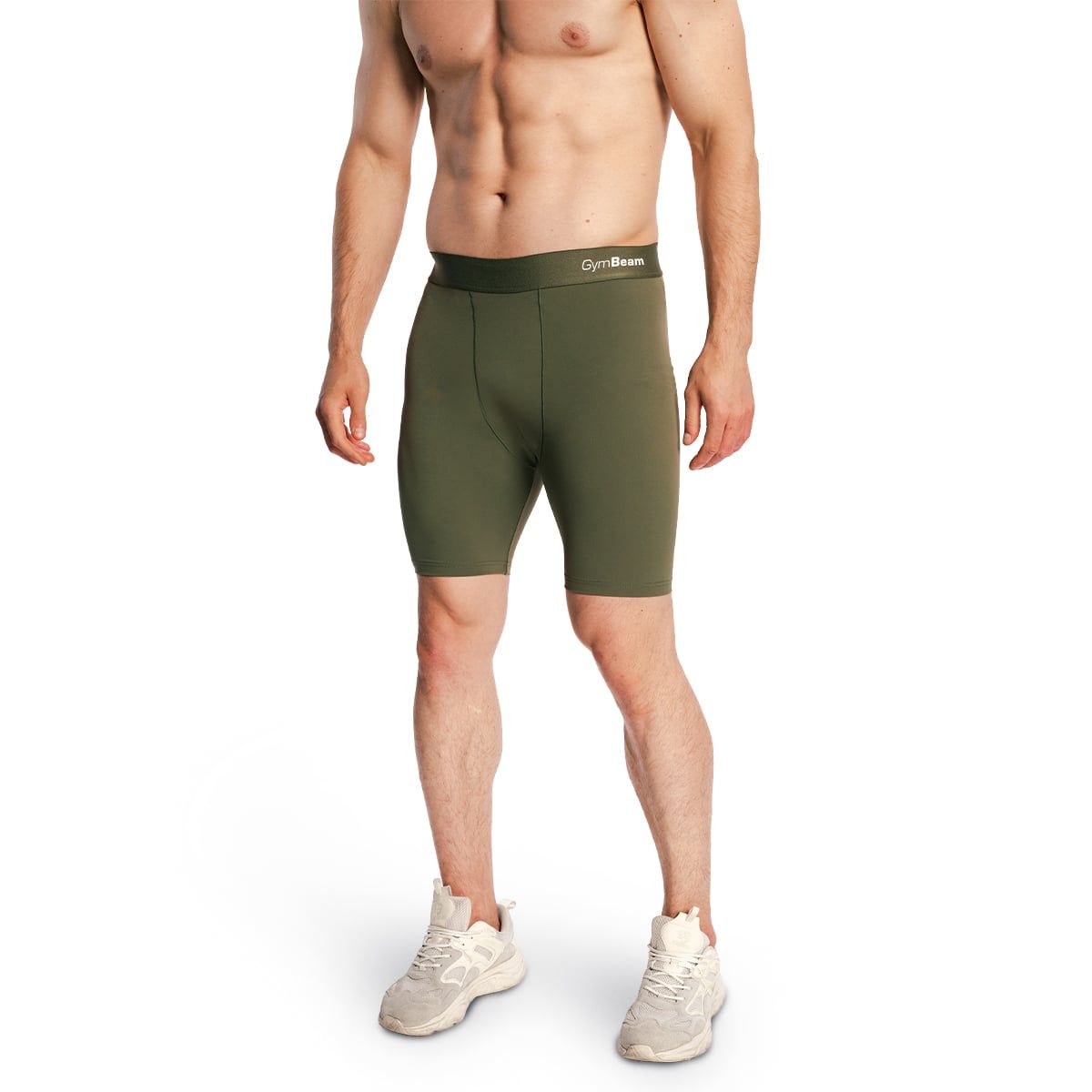 GymBeam Shorts Herren slim Combat mit Gummizug in Olivgrau