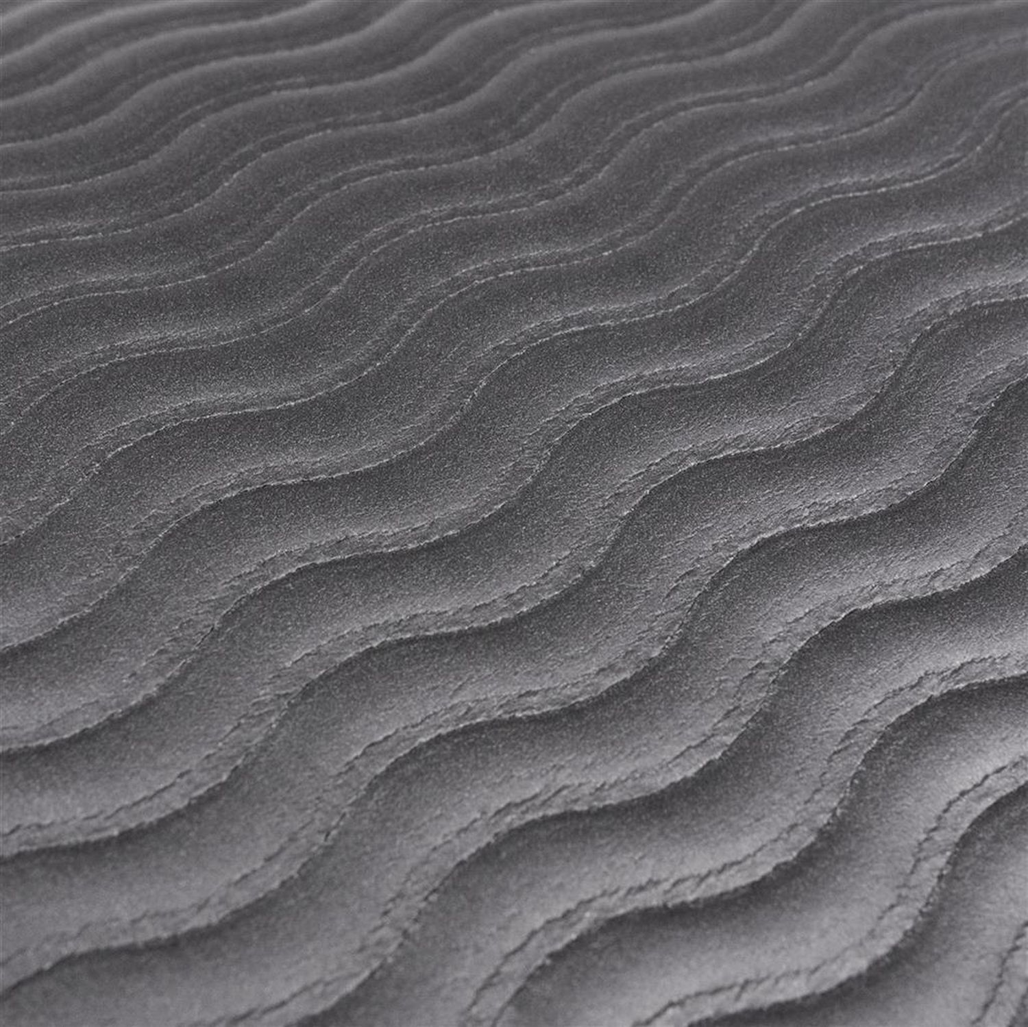 Nahaufnahme einer grauen Fitnessmattenoberfläche mit Wellenmuster. Strukturierte Oberfläche.