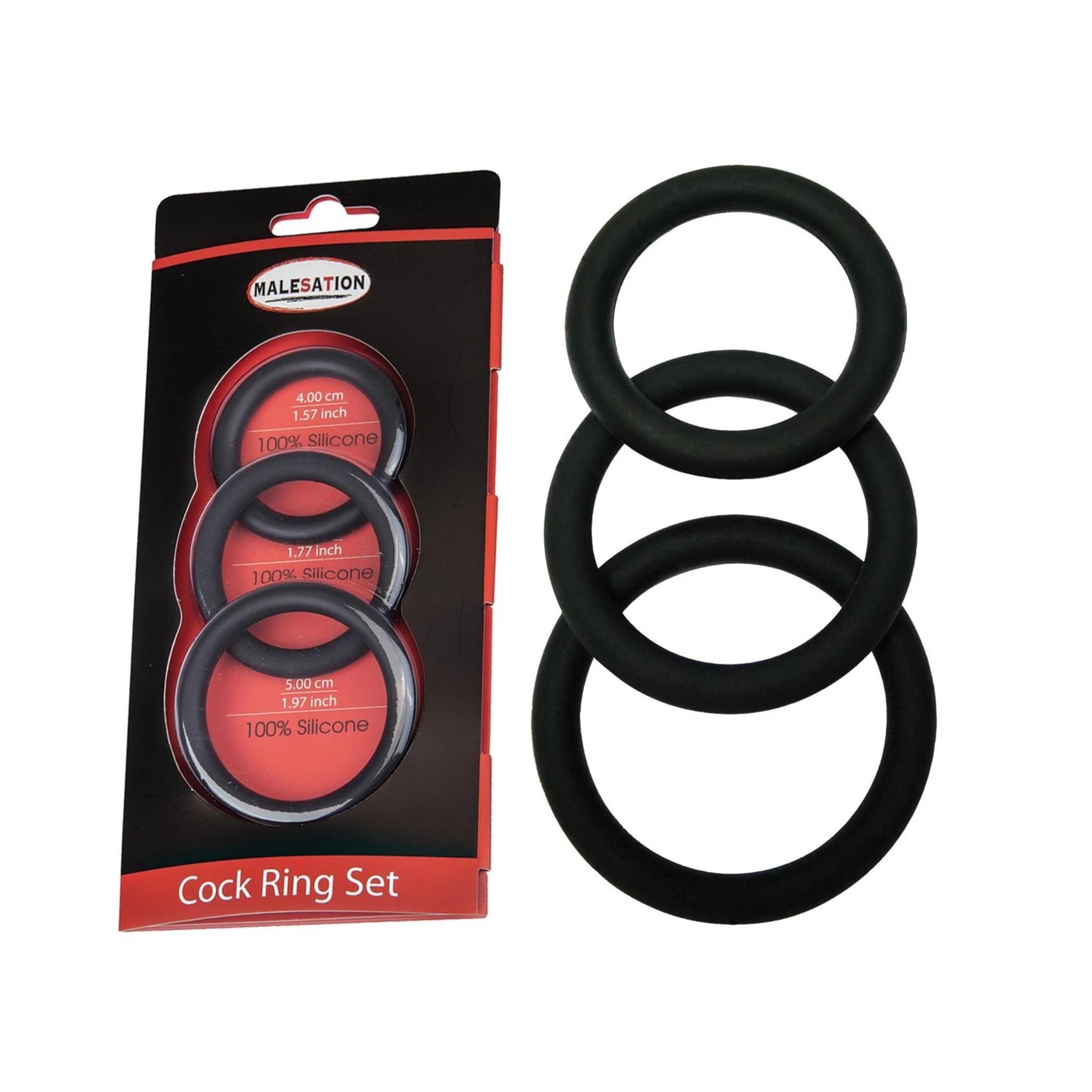 MALESATION Cock Ring Set (Ø 4,00 cm, 4,50 cm, 5,00 cm)