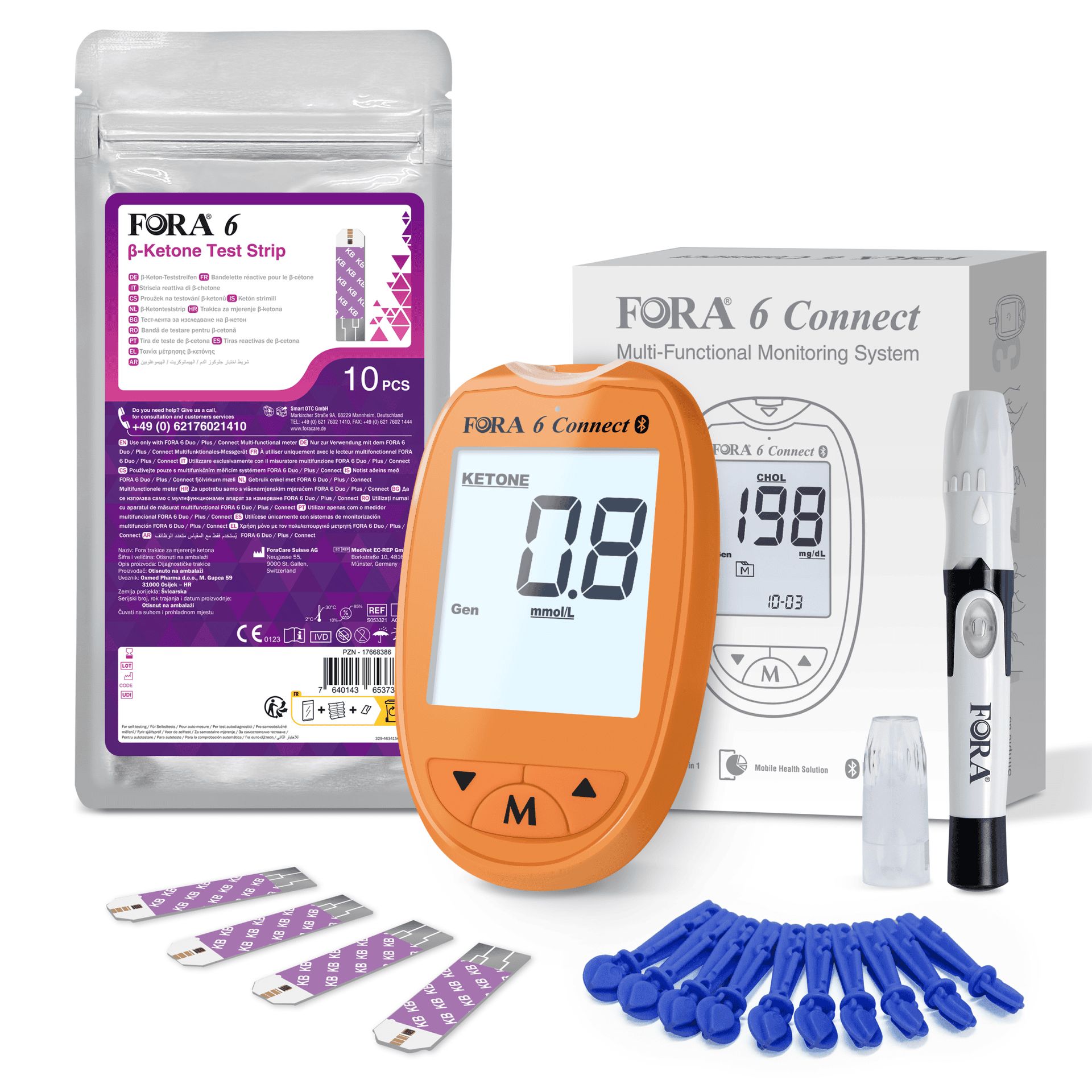 Starter kit chetonometro multiparametro FORA 6 Connect - mg/dl