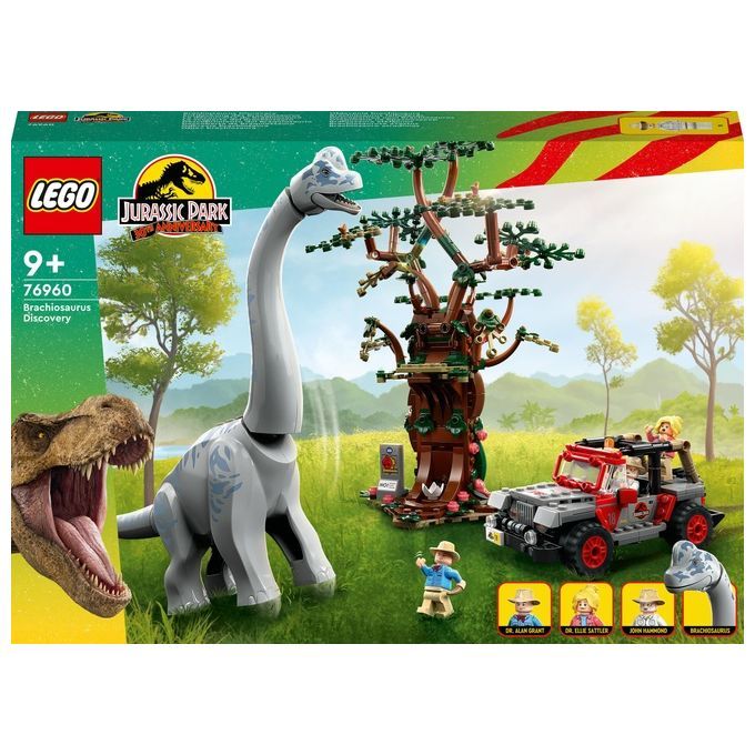 LEGO Jurassic Park 76960 La Scoperta del Brachiosauro, Set con Grande Dinosauro Giocattolo e Jeep W