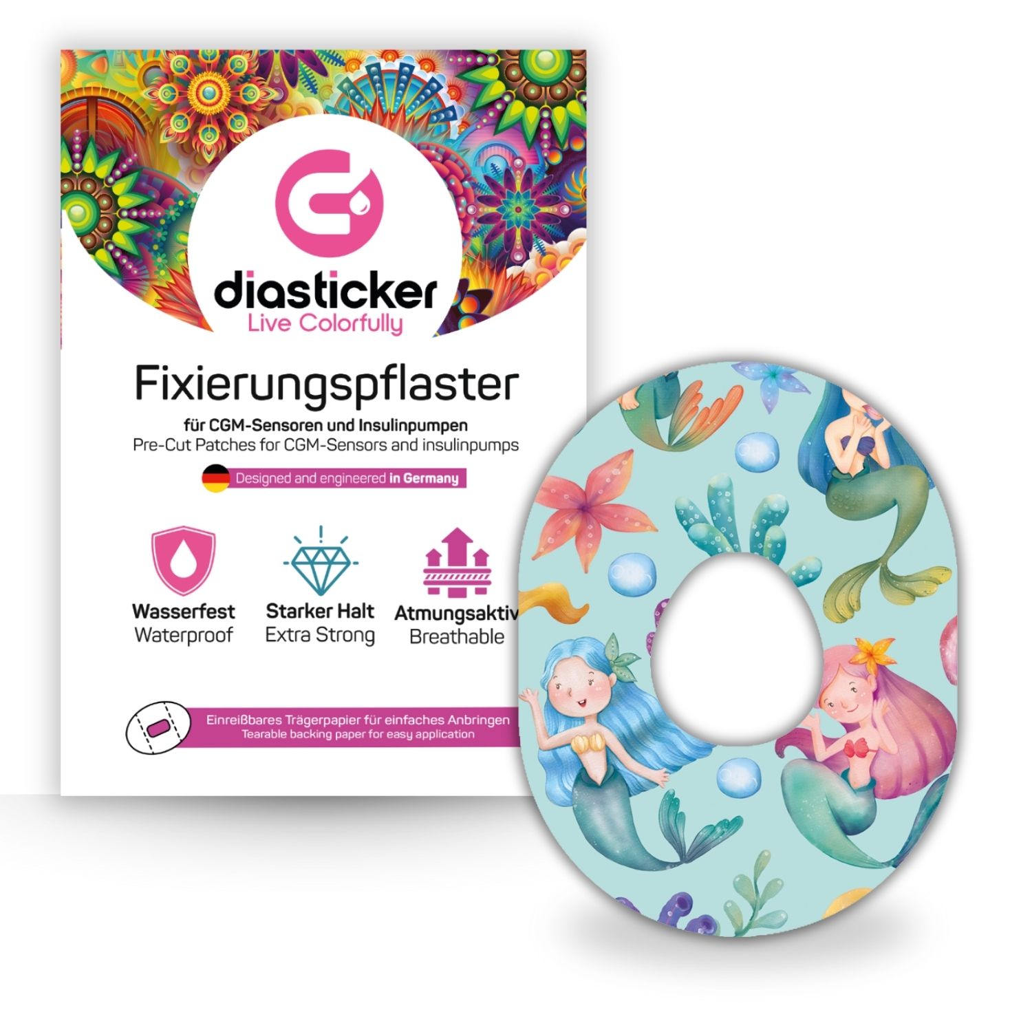 Diasticker® Dexcom G7 Fixiertapes 'Lovely Mermaids' 5 St