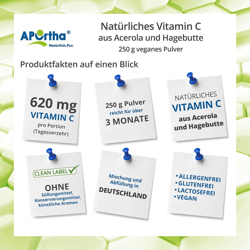 Aportha natürliches Vitamin C vegetarisch Pulver 250 g