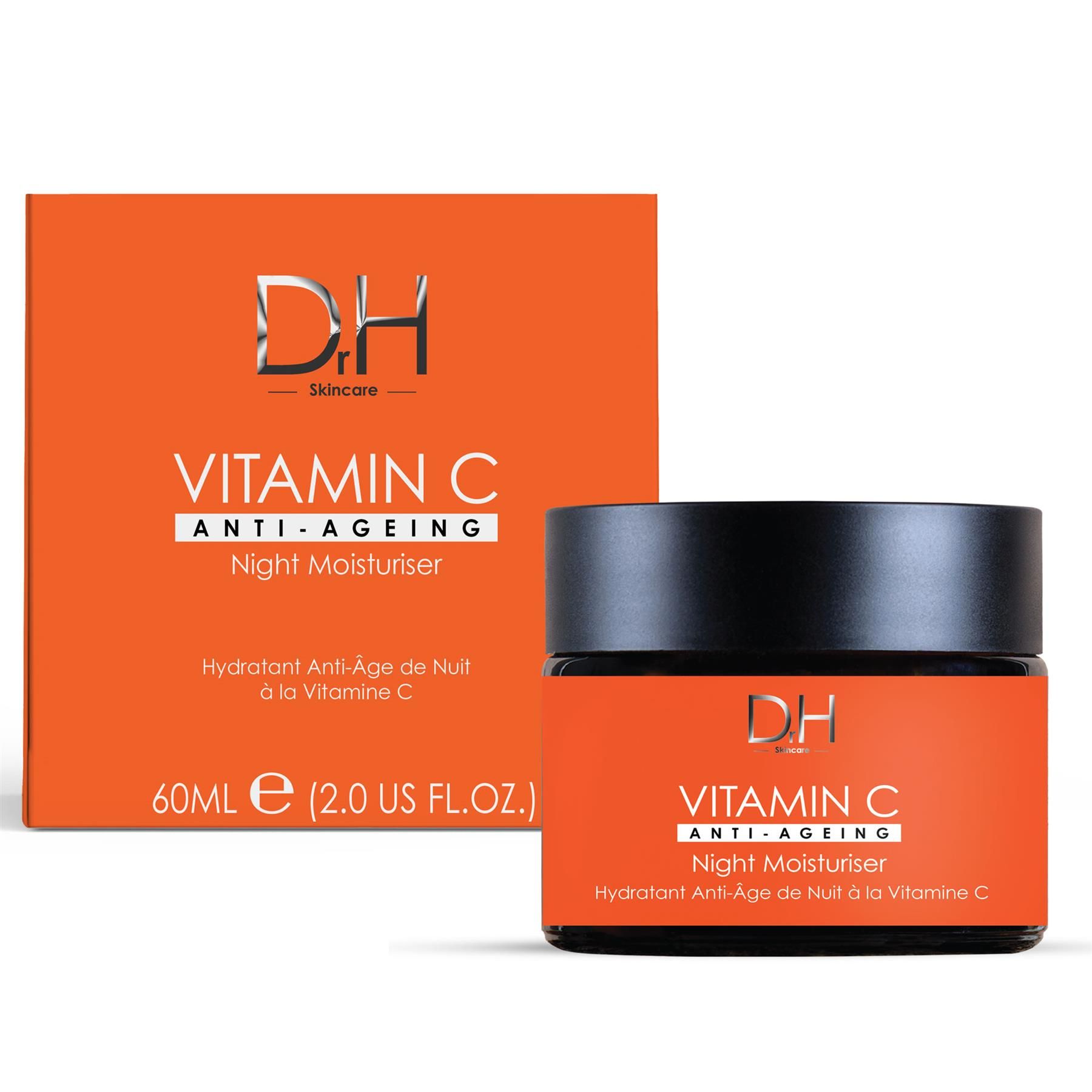 Dr H Vitamin C Anti-Aging Nachtcreme mit Verpackung.